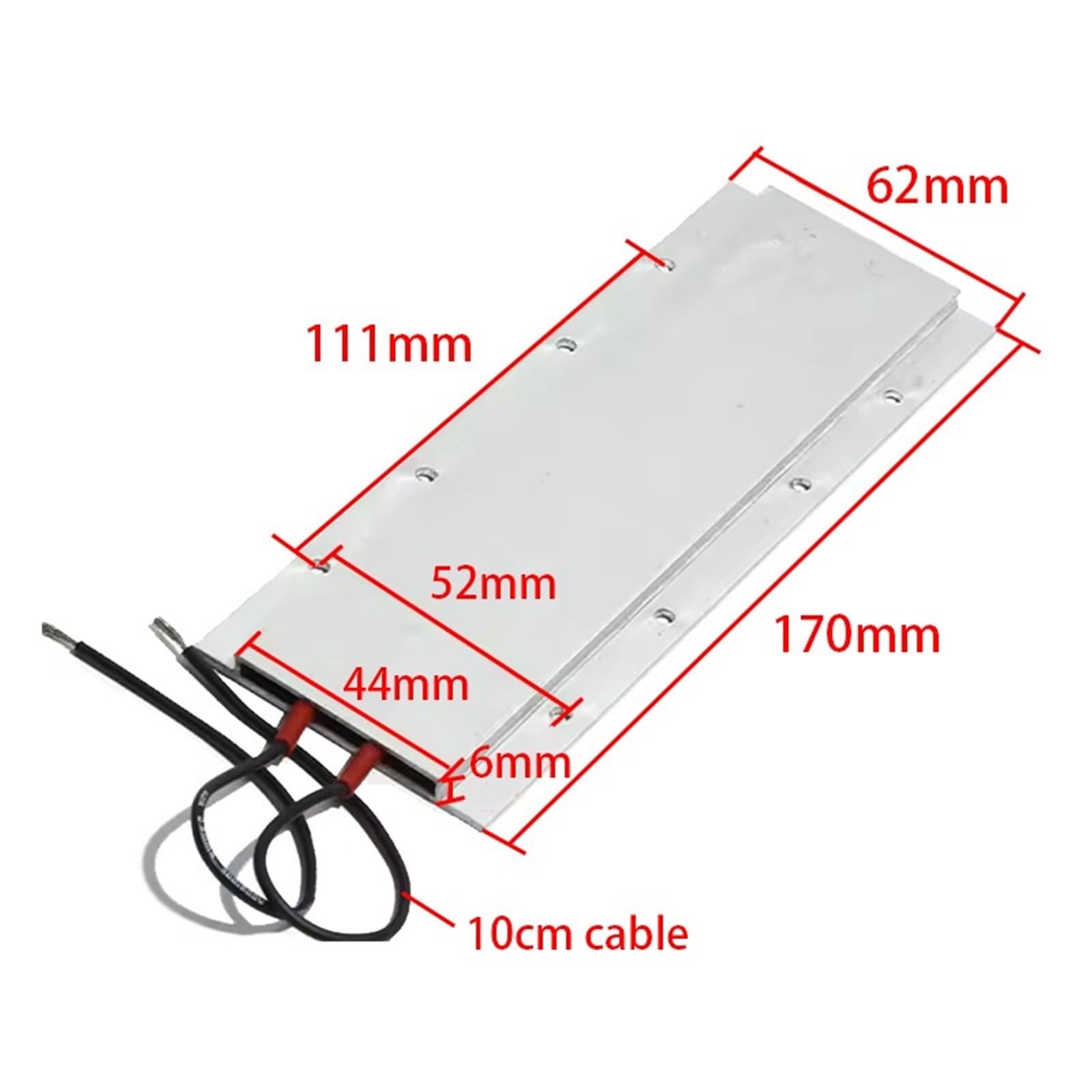 Placa calefactora de aluminio de 220V, 170x62x6MM, 60-150 grados, elemento calefactor de temperatura rectangular, Cable de repuesto de 10CM(100 Degree)