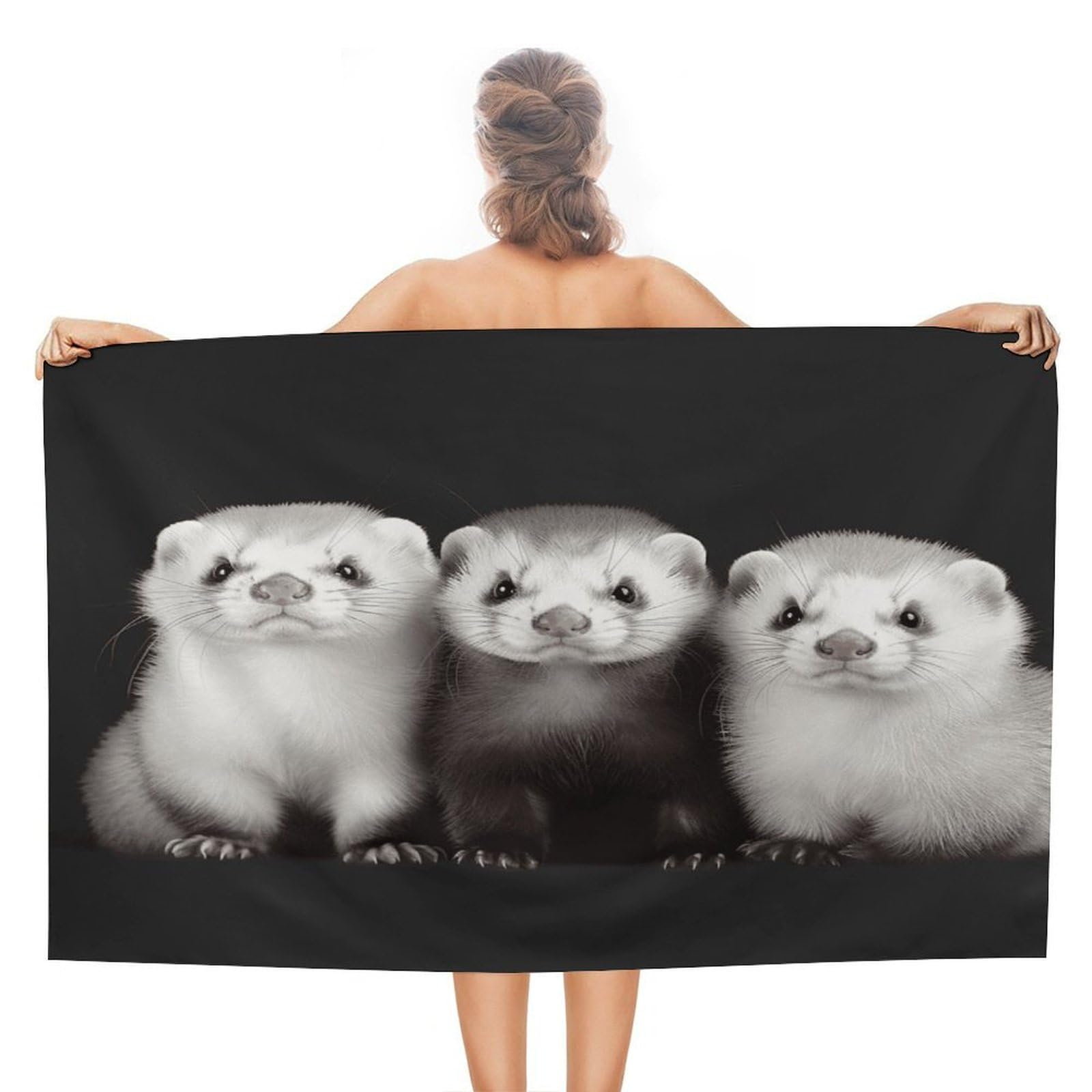 VstaDank Ferrets Beach Towels Super Absorbent Soft Lightweight Towel Large Stylish Swim Pool Towels Quick-Dry Oversize Bath Towel Travel Blankets for Adult Vacation&Gift