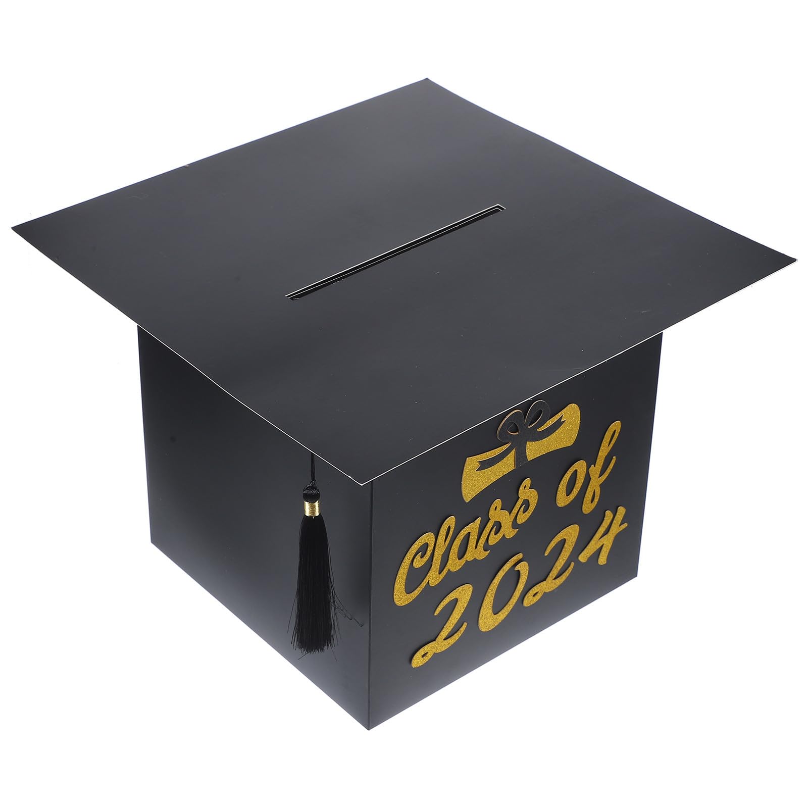 Caja de Tarjetas de Graduación 2024 Organizador de Sobres Negro con Sombrero de Graduación