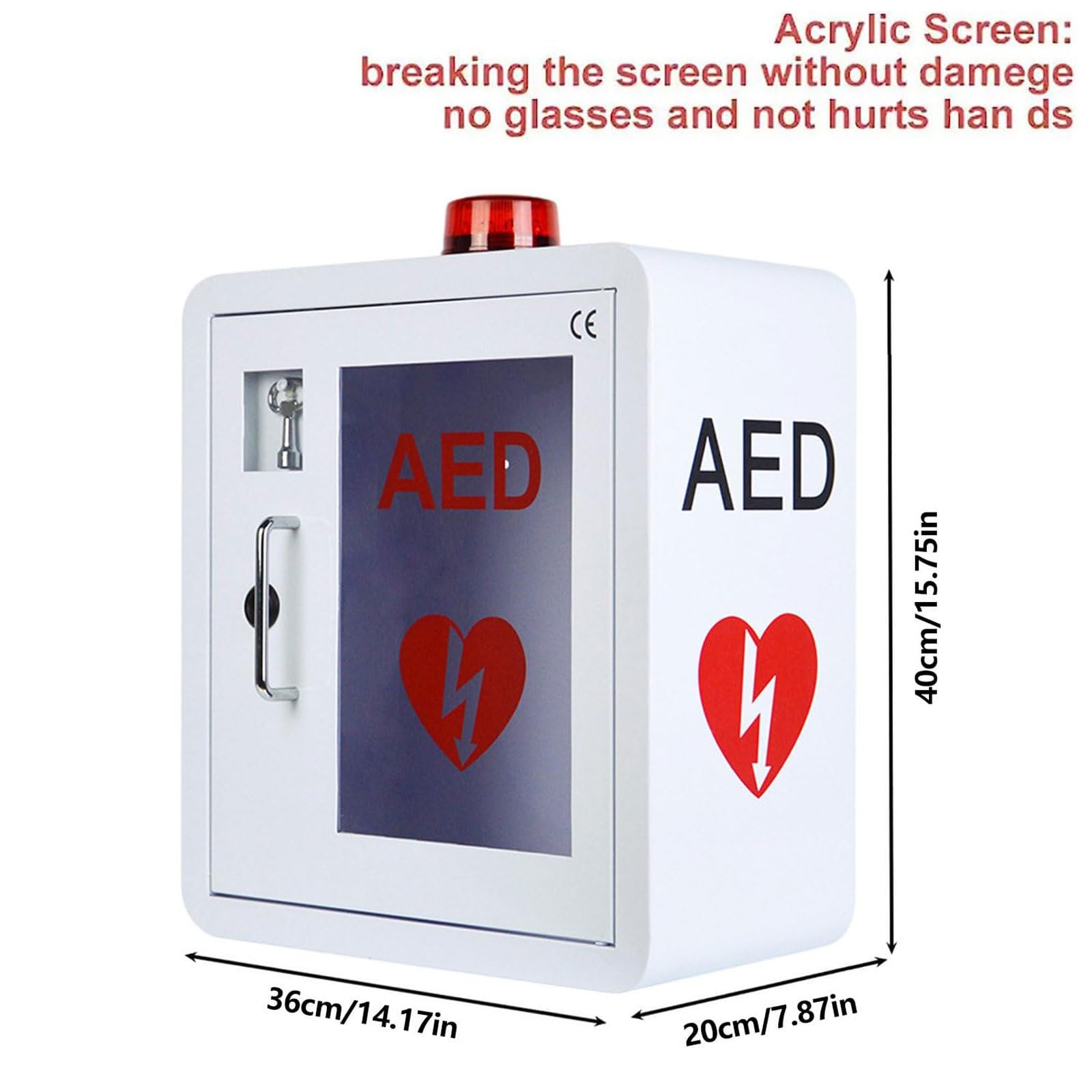 Armadio a parete for defibrillatore semiautomatico esterno (DAE) con sistema di allarme e luce, scatola for defibrillazione cardiaca, valigetta pronto soccorso