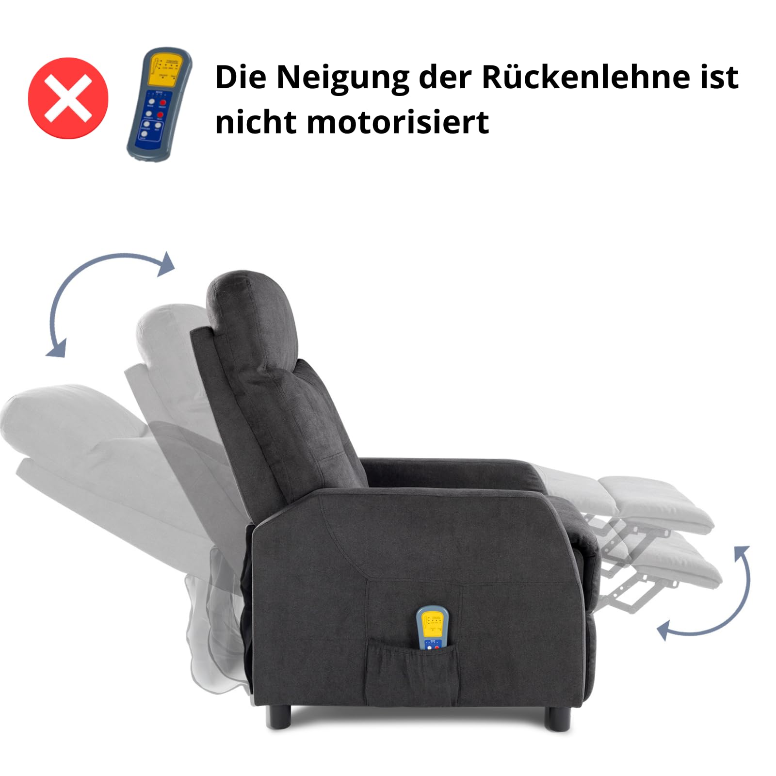 LEADZM Relaxsessel Fernsehsessel mit Manuell Liegefunktion, Verstellbarer Rückenlehne und Massage Wärmefunktion