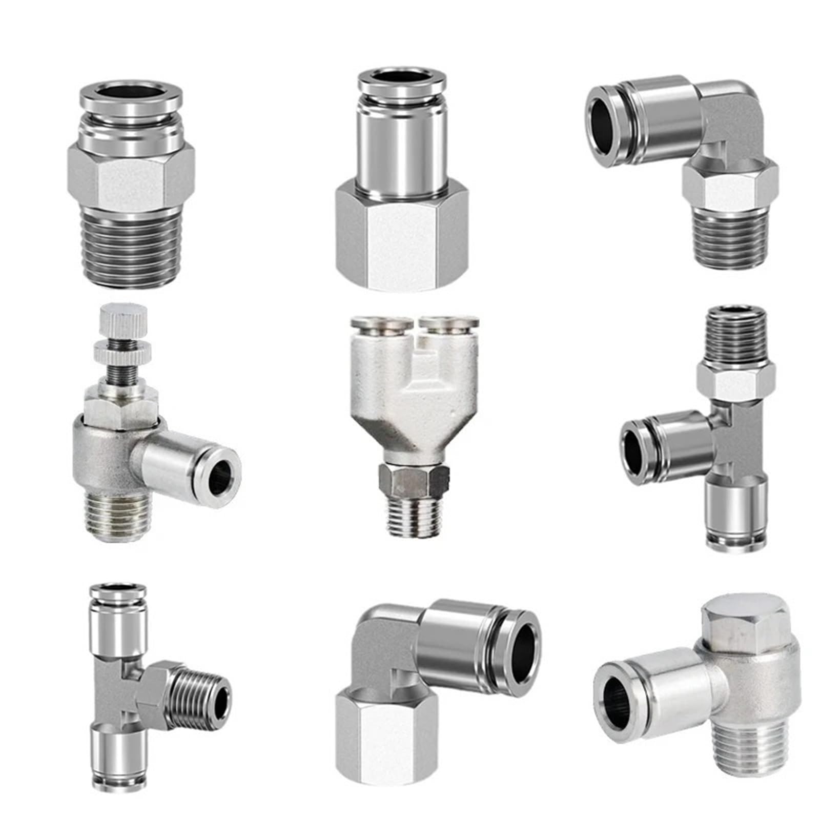 Conector neumático de aire inoxidable 304 accesorio PLF rosca 1/2 tubo 10mm