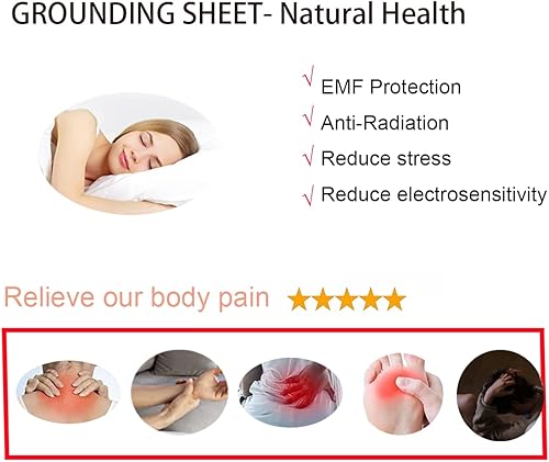 Miniatura 6 de Sábanas de tierra, sábana de cama, algodón orgánico + fibra plateada, sábanas de tierra para dormir, tapete con cable (blanco, 35 x 90 pulgadas)