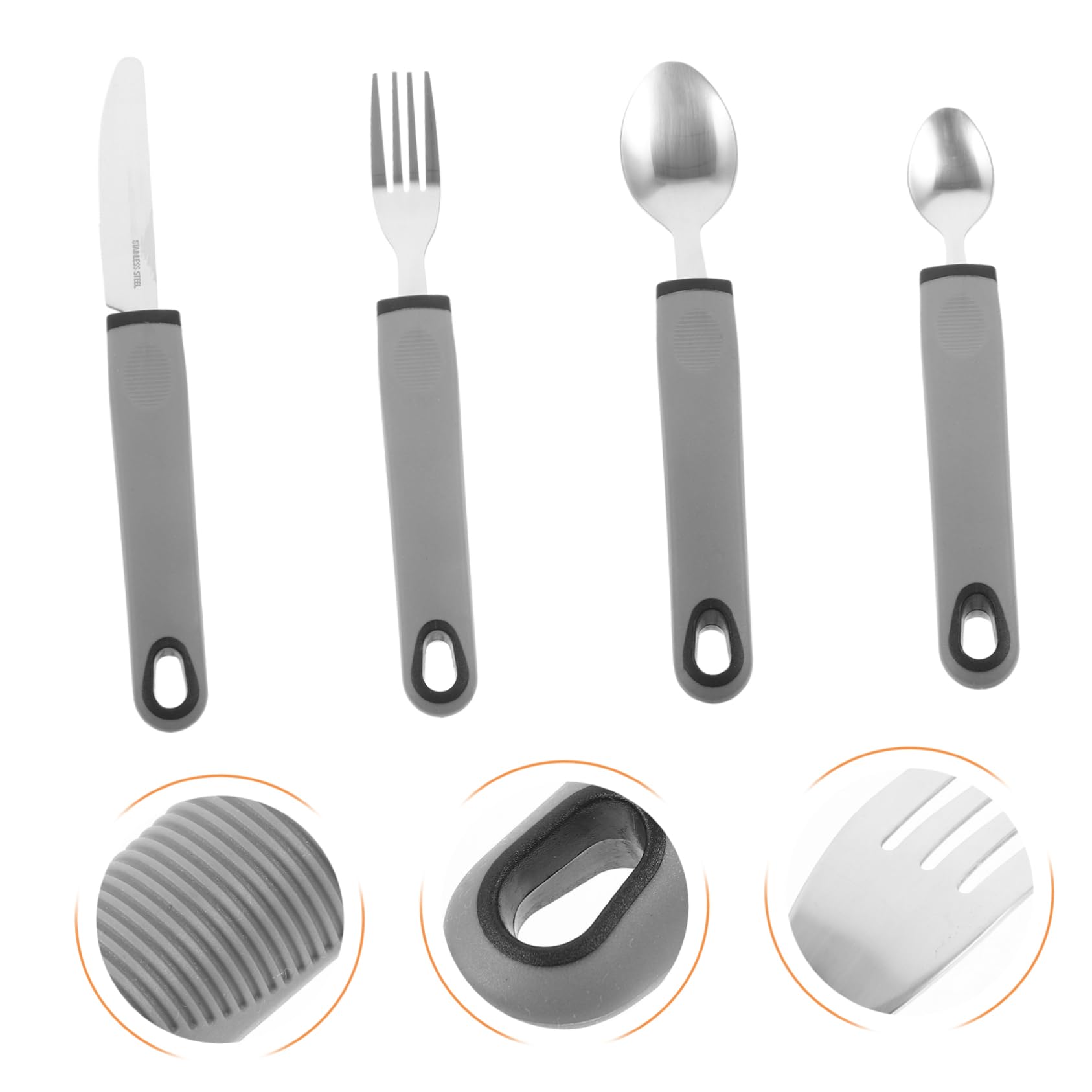 KOMBIUDA Adaptive Cutlery 1 Set Elderly Tableware to Feed Stainless Steel Elderly Utensils