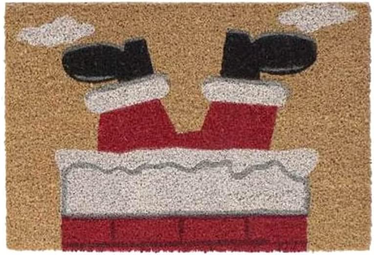 PLUS HOME Felpudo de Navidad con Fibra Coco,papánoel Piel tamaño 60 * 40 * 1.5cm.