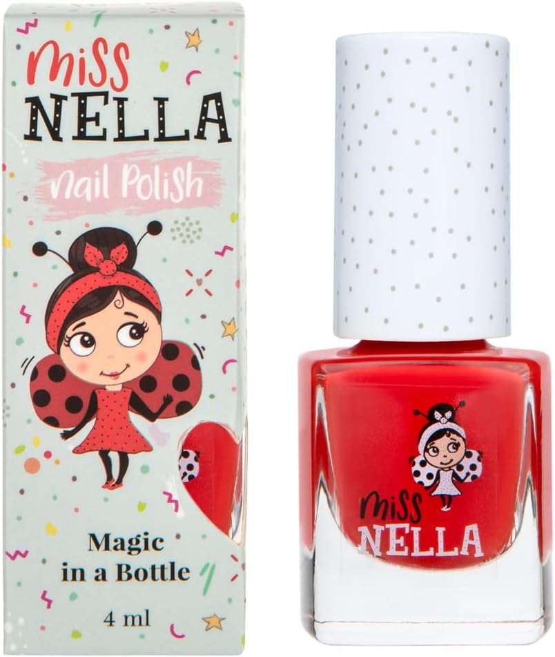 MISS NELLA CLASS CLOWN – Safe Special Red Nail Polish for Kids, Non-Toxic & Odor Free Formula for Children and Toddlers, Natural Water Based for Easy Peel Off