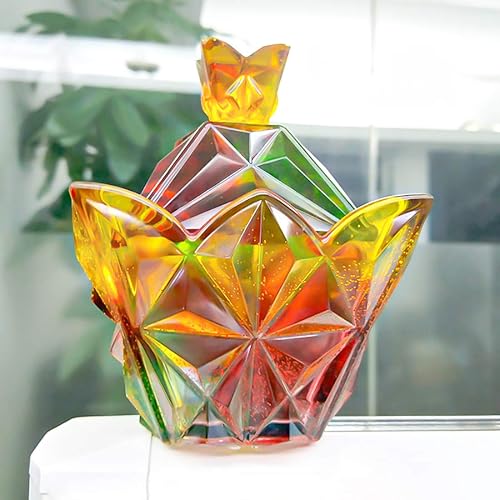 Miniatura 6 de FineInno Molde de resina de caja piramidal, molde de silicona epoxi con tapa, moldes epoxi para bricolaje, almacenamiento de joyas, maceta,