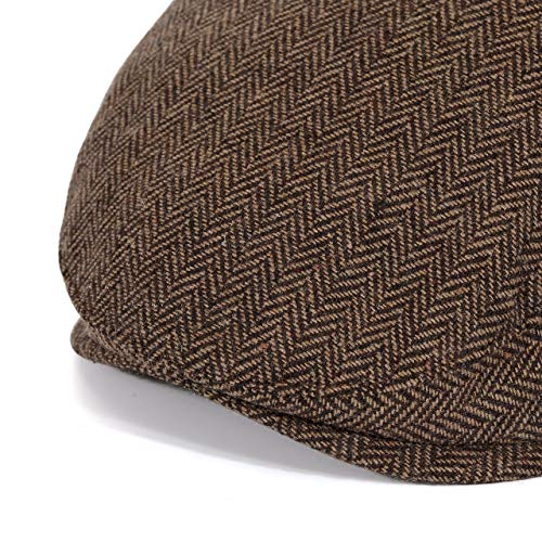 Faleto Men's Herringbone Wool Blend Flat Ivy Newsboy Hat Gatsby Cabbie Cap #TOP5