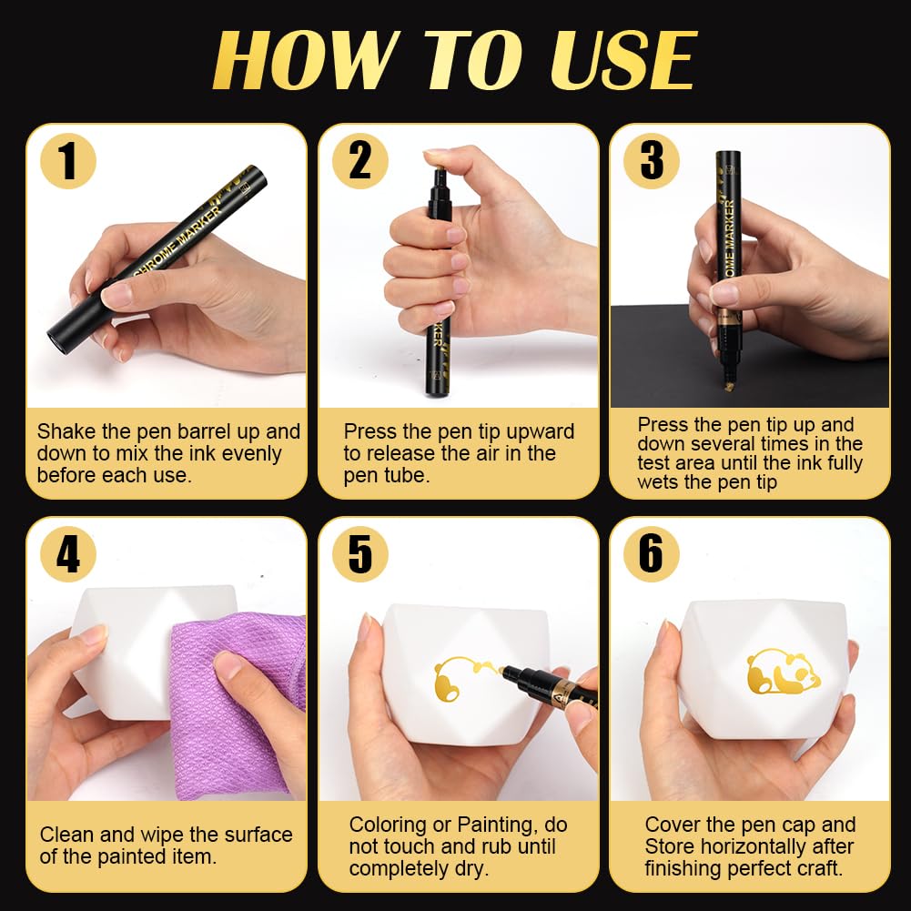 Ihreesy 3PCS Marqueurs Chromés Miroir Liquide, Marqueurs Métalliques