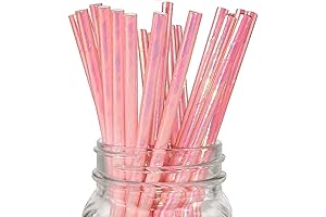 Iridescent Pink Paper Drinking Straws: Add a Shimmering Touch to Your Party Celebrations