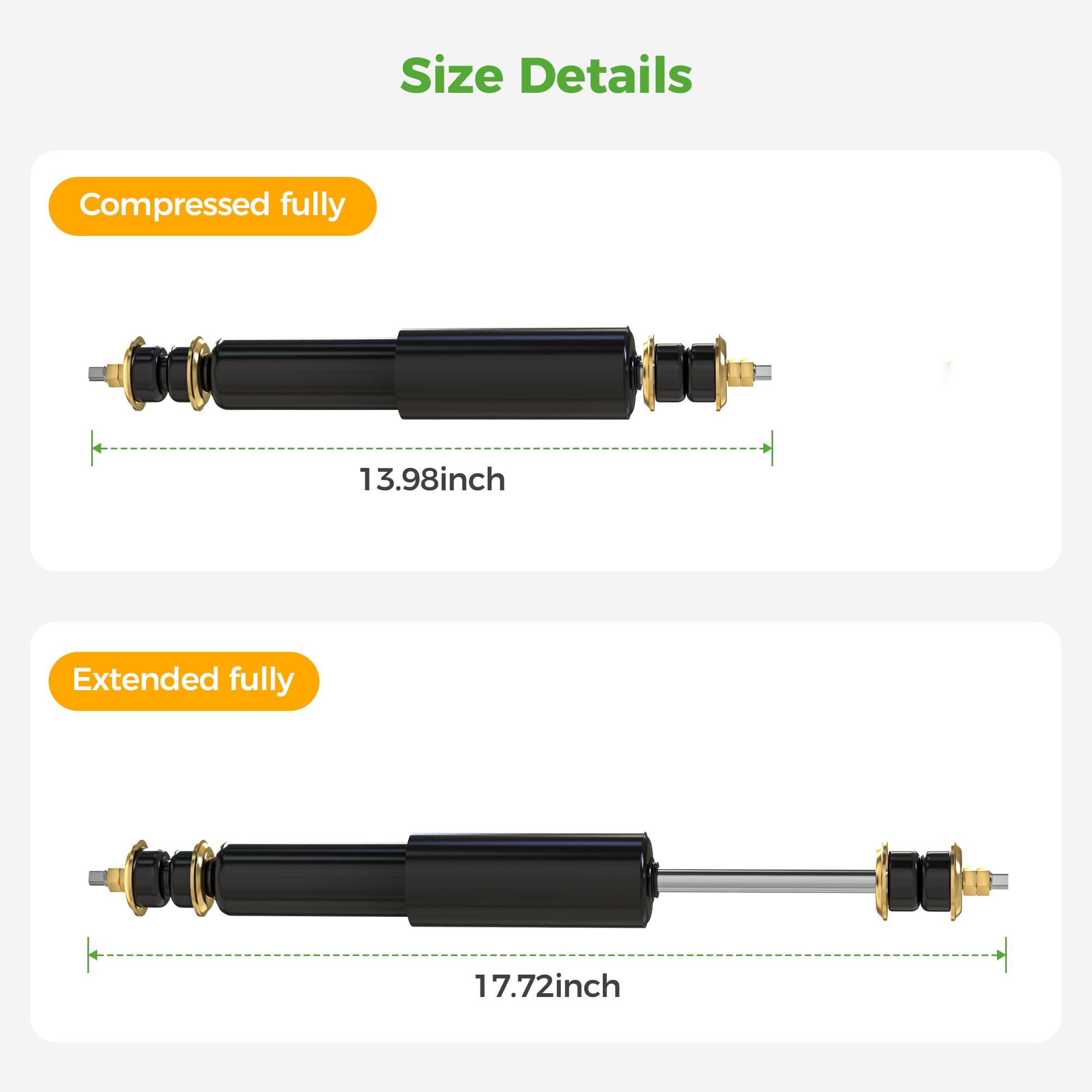 10L0L Kit de amortiguadores delanteros y traseros para EZGO TXT & Medalist 1994-up, OEM: 70928-G01 76418-G01