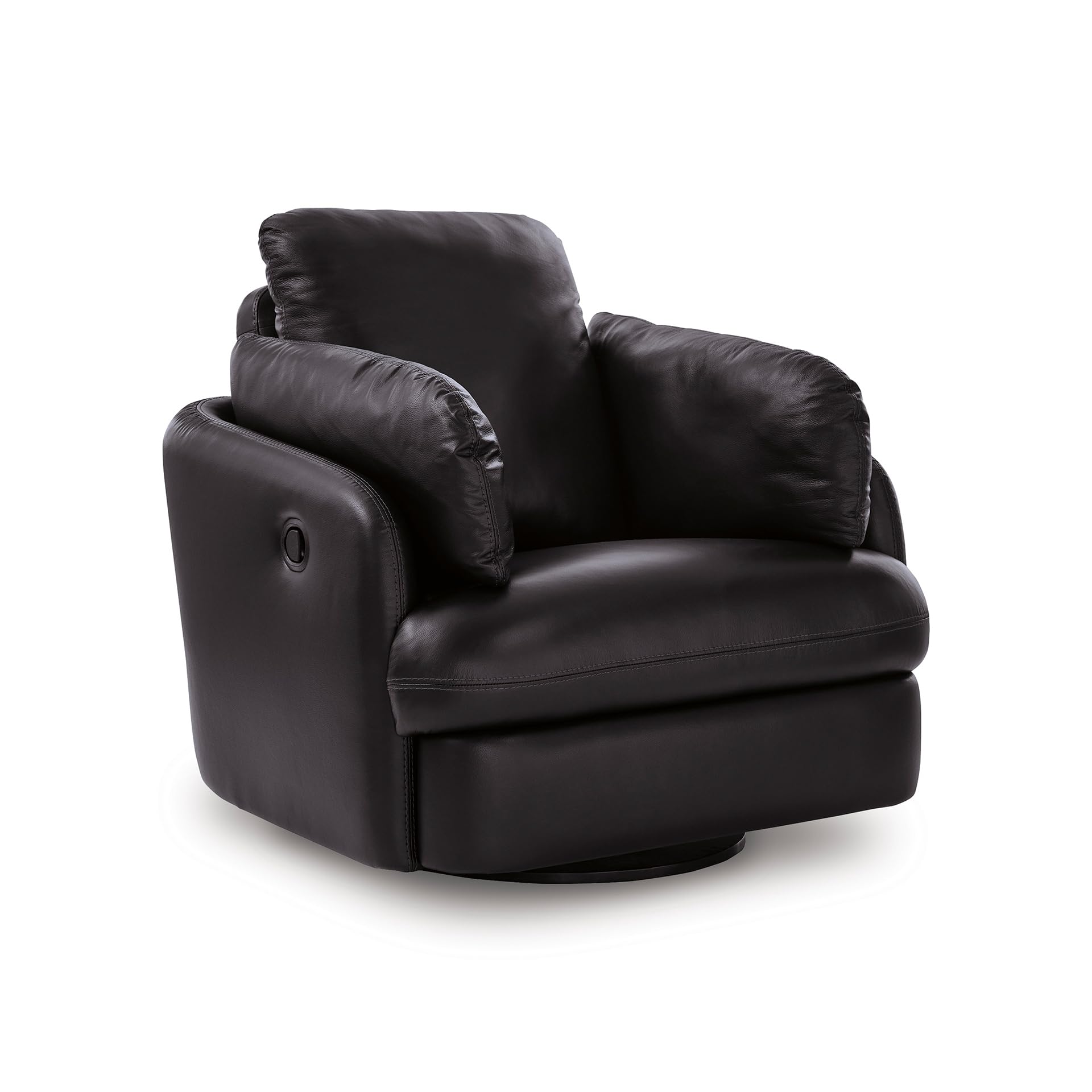 Signature Design by Ashley Leather Swivel Glider Recliner Chair, Black