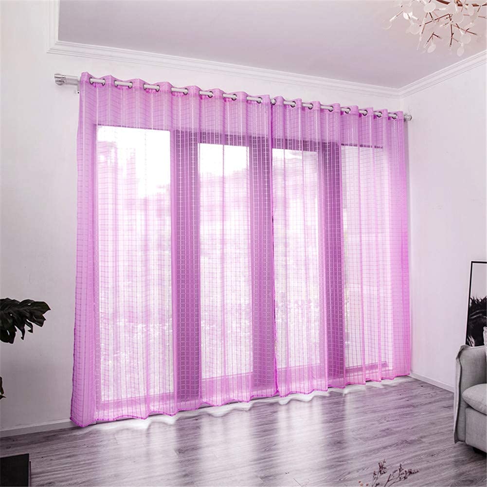 Rideaux pour chambre d'enfant violet translucide, décoration douce pour fenêtre de salon