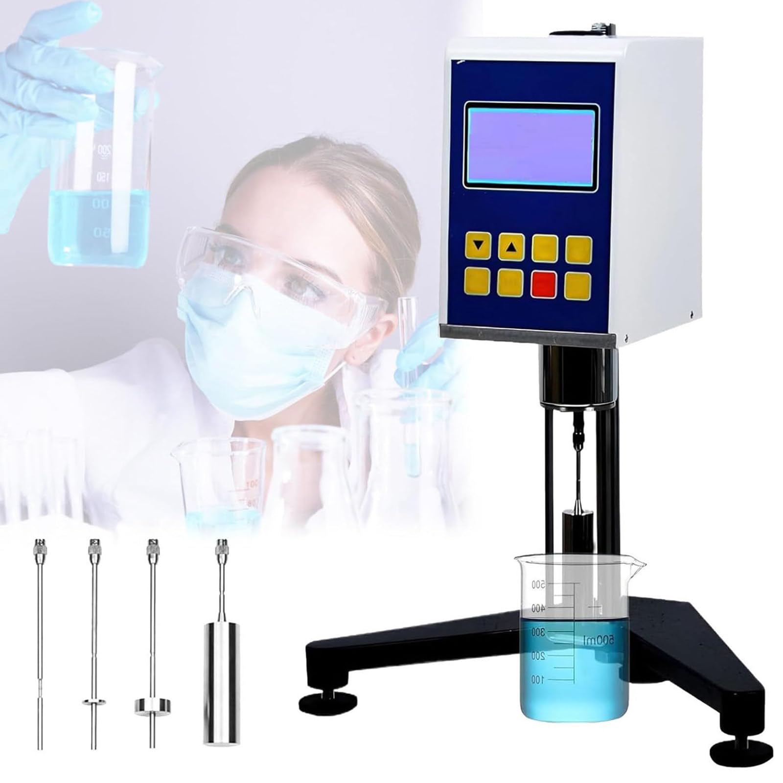 Viscosímetro digital con pantalla LCD para una medición precisa de la viscosidad, amplio rango de 1 a 6.000.000 mPa·s, perfecto para uso industrial y de laboratorio