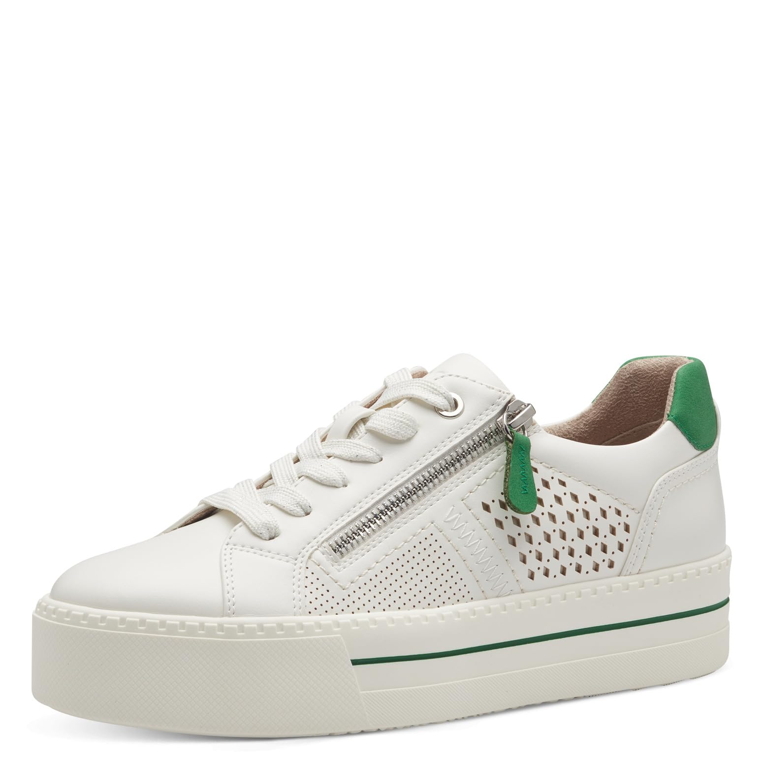 Jana Women’s Platform Sneakers with Zip Vegan, White, 7,5 UK