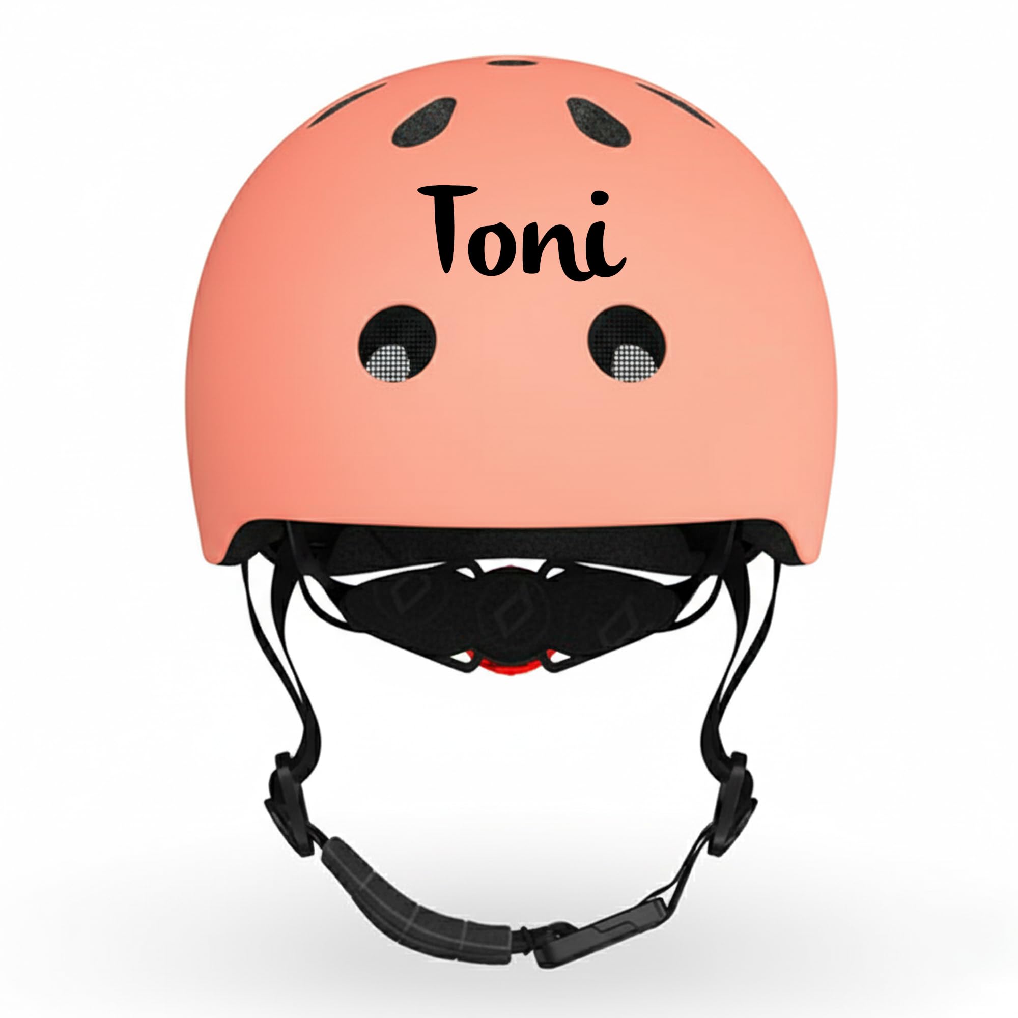 Scoot and Ride Personnalisé Casco Infantil – Ajustable con luz de Seguridad LED – Acabado Mate – para niños – Personalizado con Nombre
