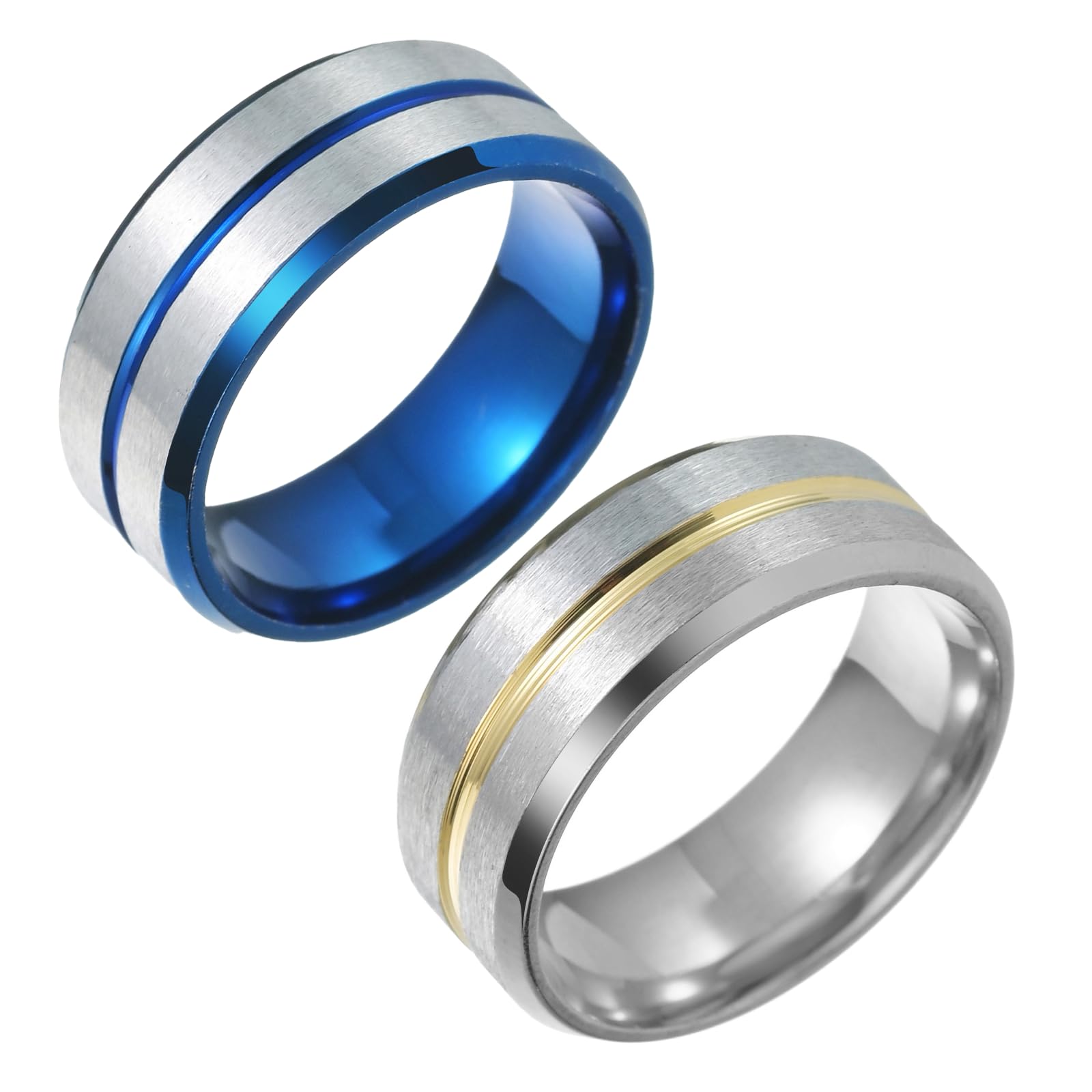 Titanium Ring Stainless Steel Ring for Men Women Gold Silver Ring 9MM Wedding Band Rings Matte Surface - Beveled Polished Edge Mens Ring Health Jewelry Gifts Size 8-10