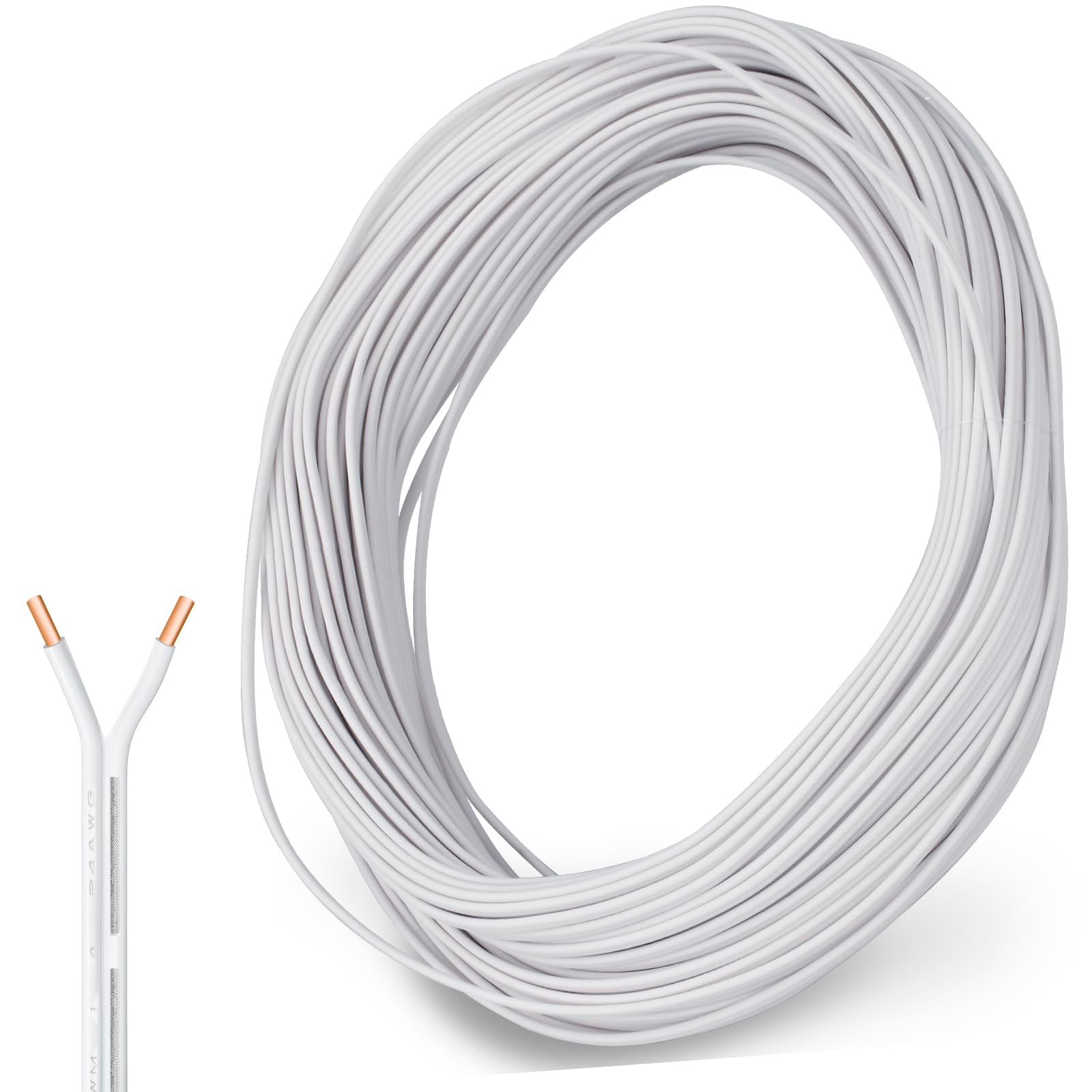 100 FT Universal Garage Door Wire, 35265B 2 Conductor Bell Wire, Garage Door Opener Wires for Control Station and Sensor, Low-Voltage Applications,