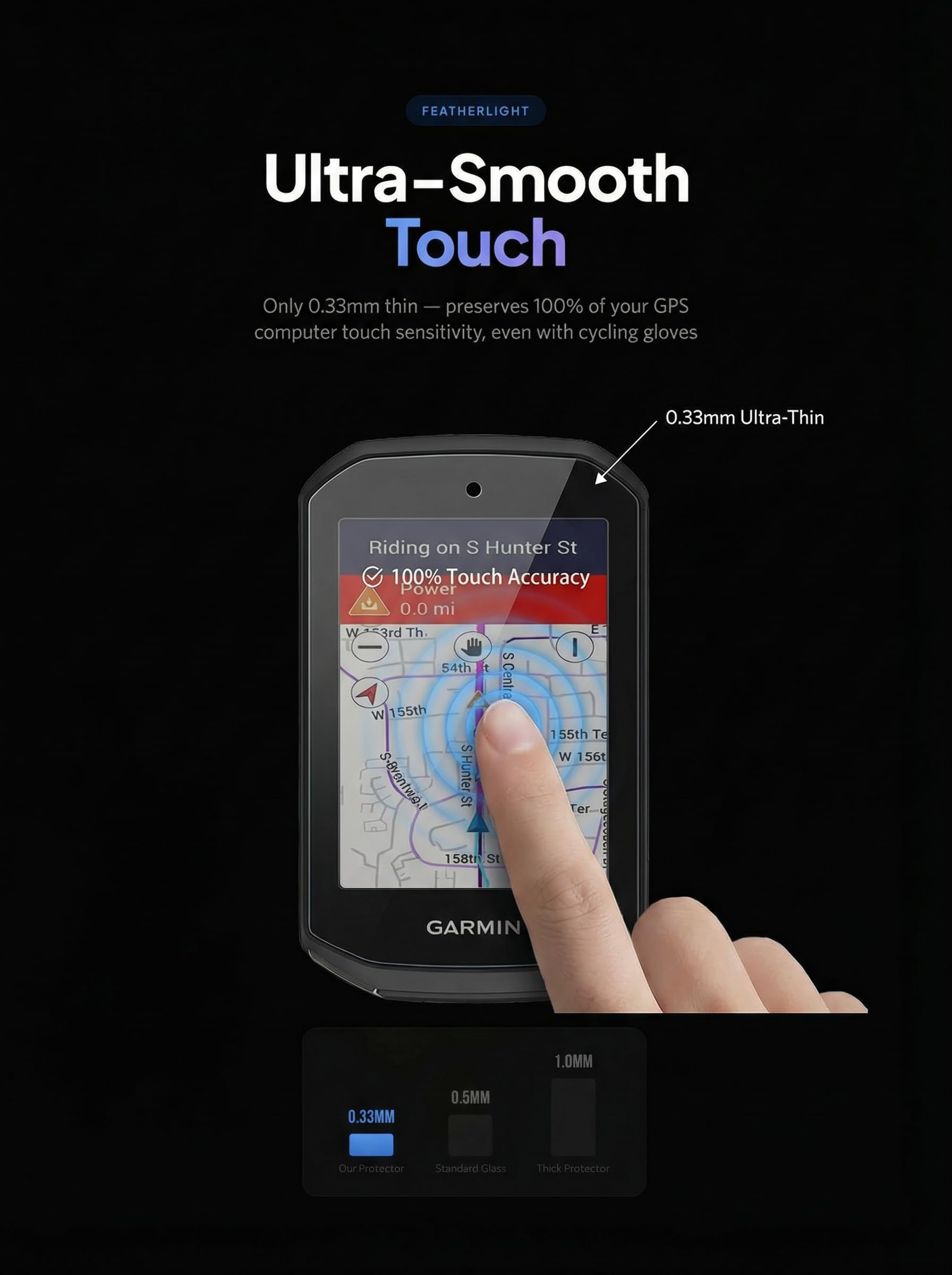 iDaPro Szklana osłona ekranu do Garmin Edge 1050 [3 szt.], pełne pokrycie, szkło hartowane, twardość 9H, odporne na zarysowania, bez pęcherzyków powietrza, łatwa instalacja