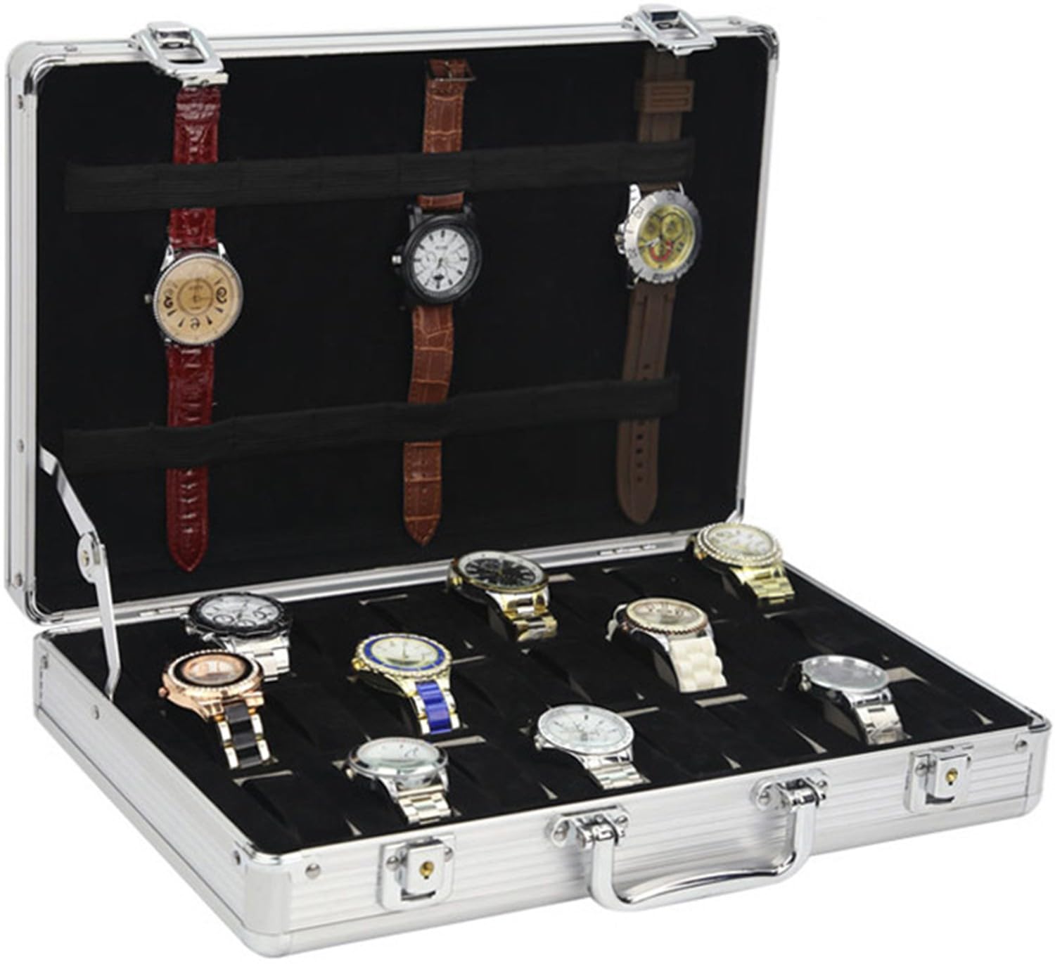 Caja De Almacenamiento para 24 Relojes, Relojero Organizador Hombre,Guardar Relojes Hombre,Organizador Y Expositor De Aleación De Aluminio para Hombres Y Mujeres — Colección De Relojes