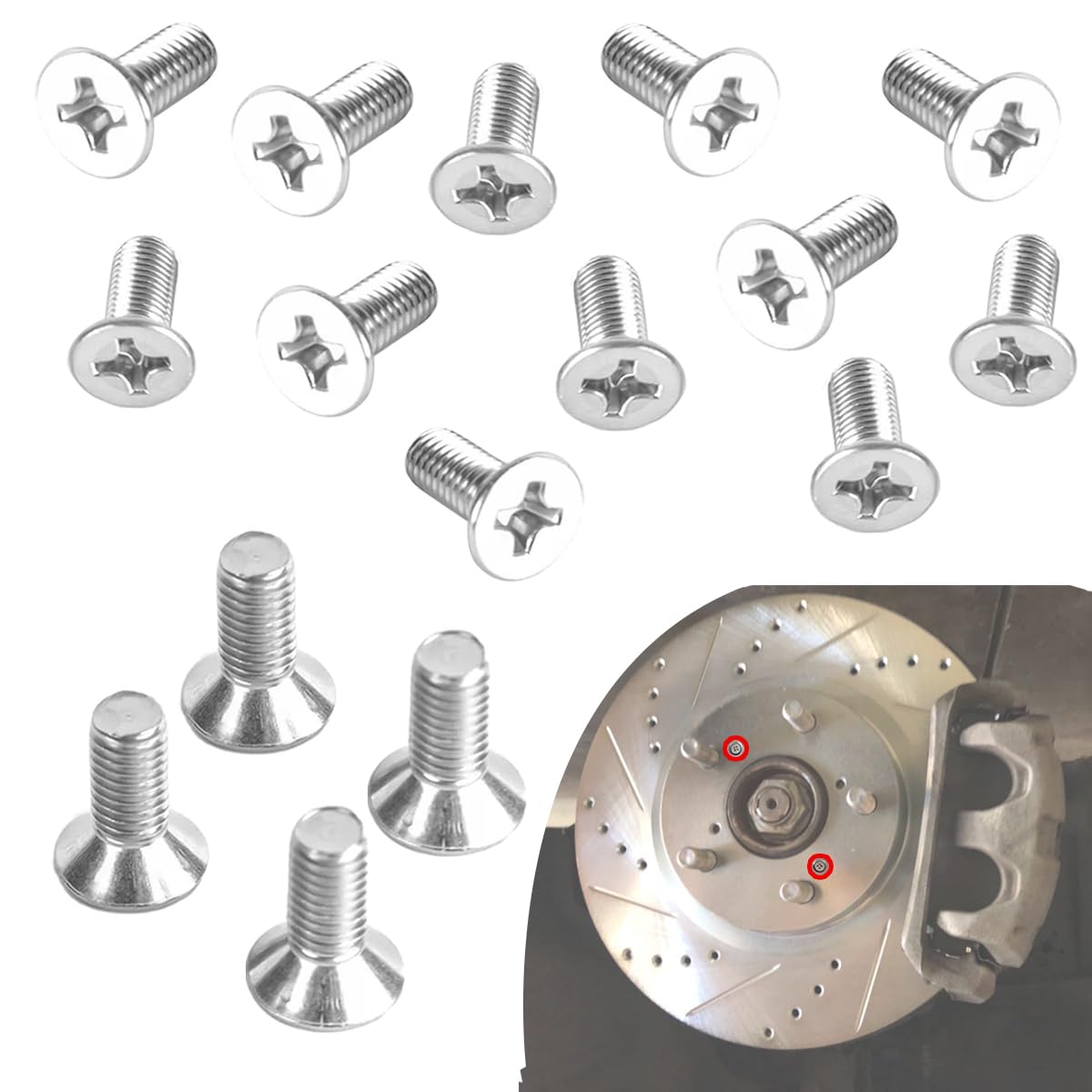 Automotive Screw Rotor Brake Disc Retaining Compatible with Honda, Acura, Volkswagen, Audi,Hyundai and Kia Models,93600-06014-0H(8)