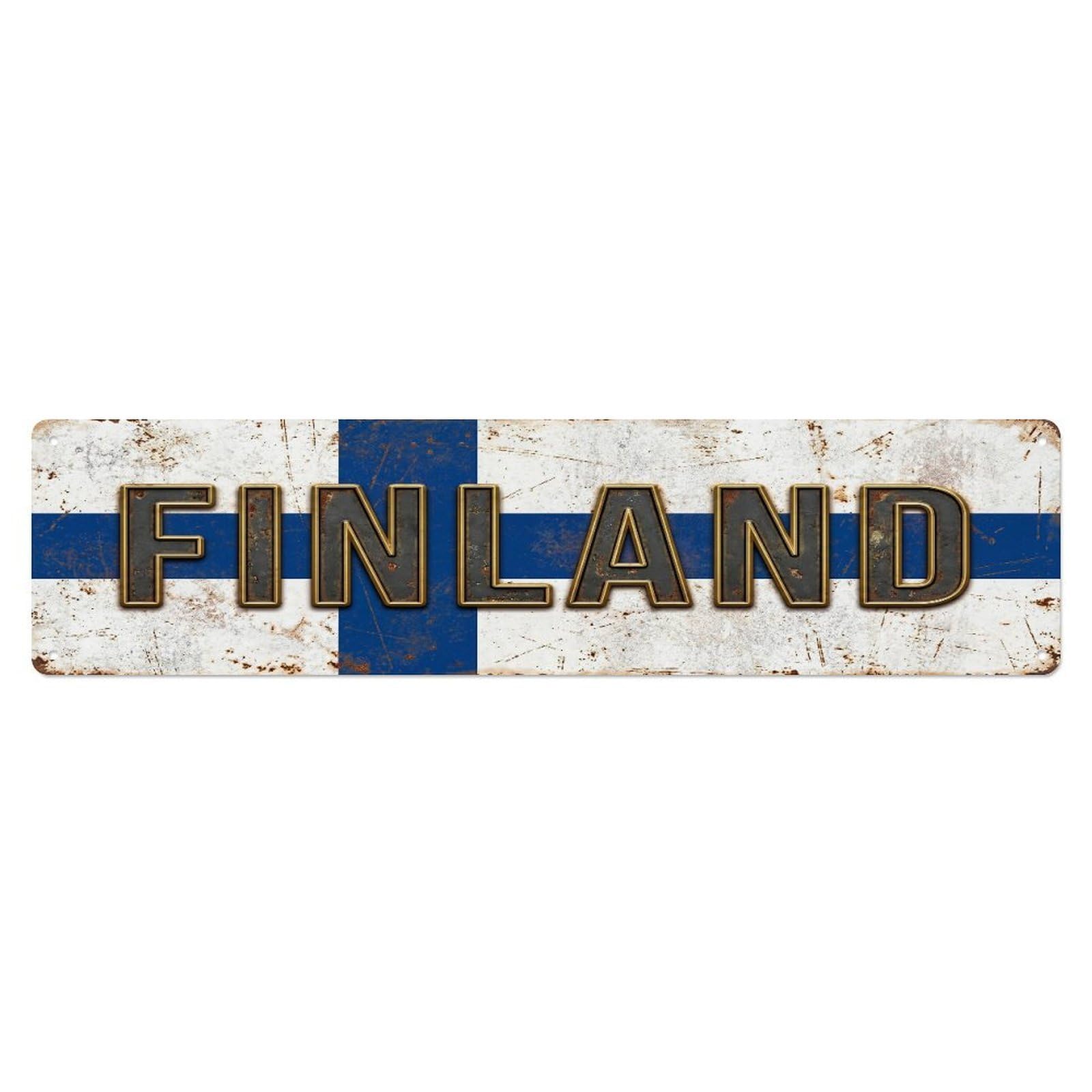 Fqcyn Style Metal Tin Sign Vintage Finland Flag Pattern