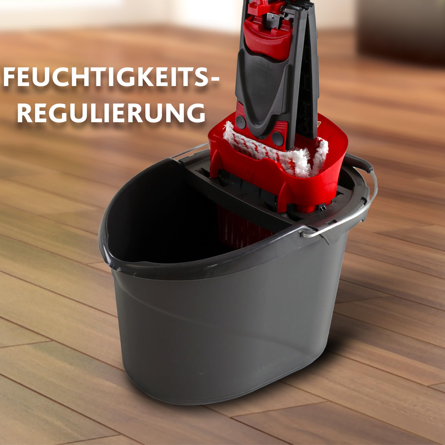 Vileda Ultramax Bodenwischer Komplett Set mit 2 Mikrofaserbezügen, 2in1 für alle Hartböden + Tiles Care Bezug speziell für Fliesen, Wischmopp Set mit Stiel und Eimer mit PowerPresse