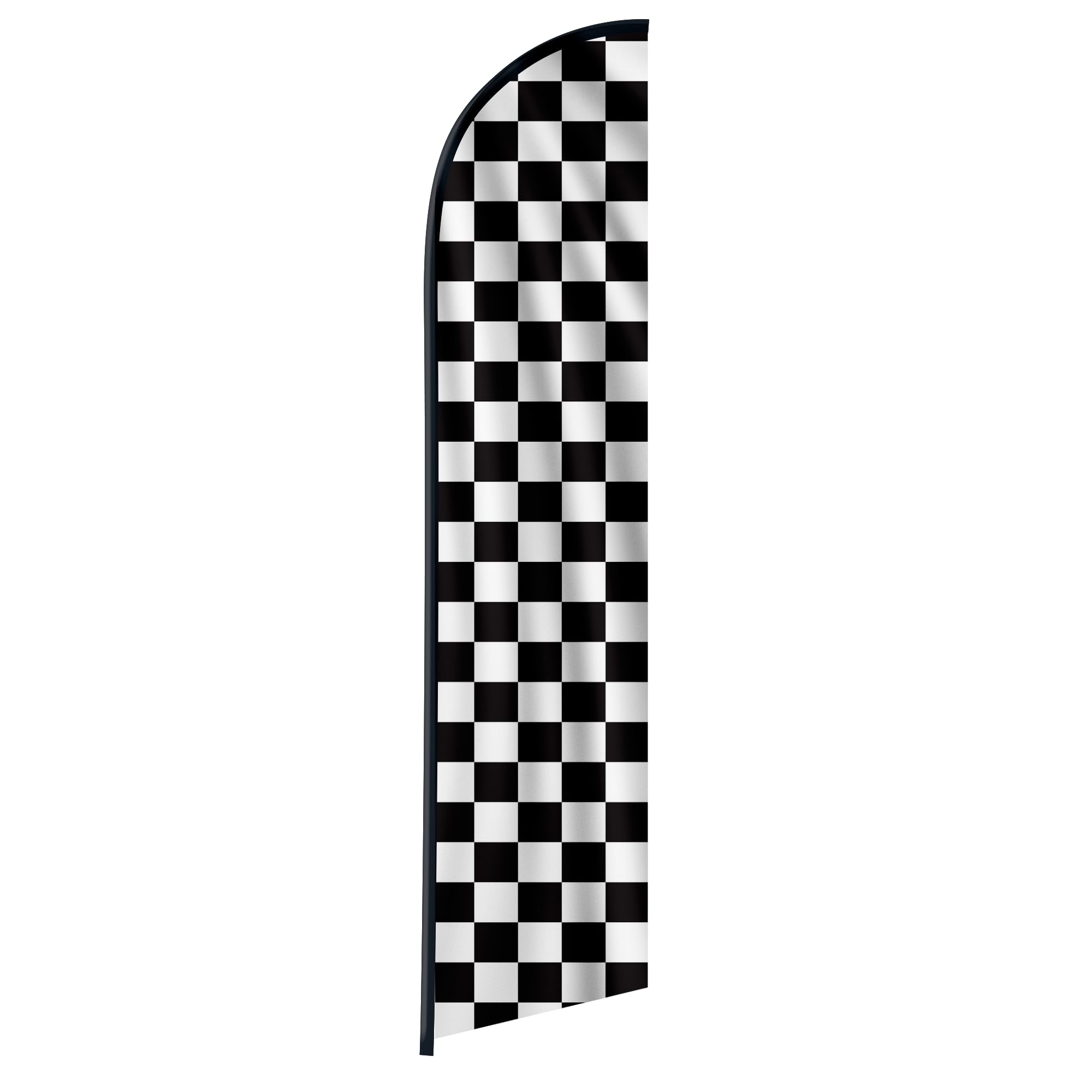 Checkered Flag Banner - Racing Flags Swooper - Feather Flag for Business and Advertising - Black & White Race Flags 12ft x 2.5ft Polyester 150D (Pole and hardware are not included)