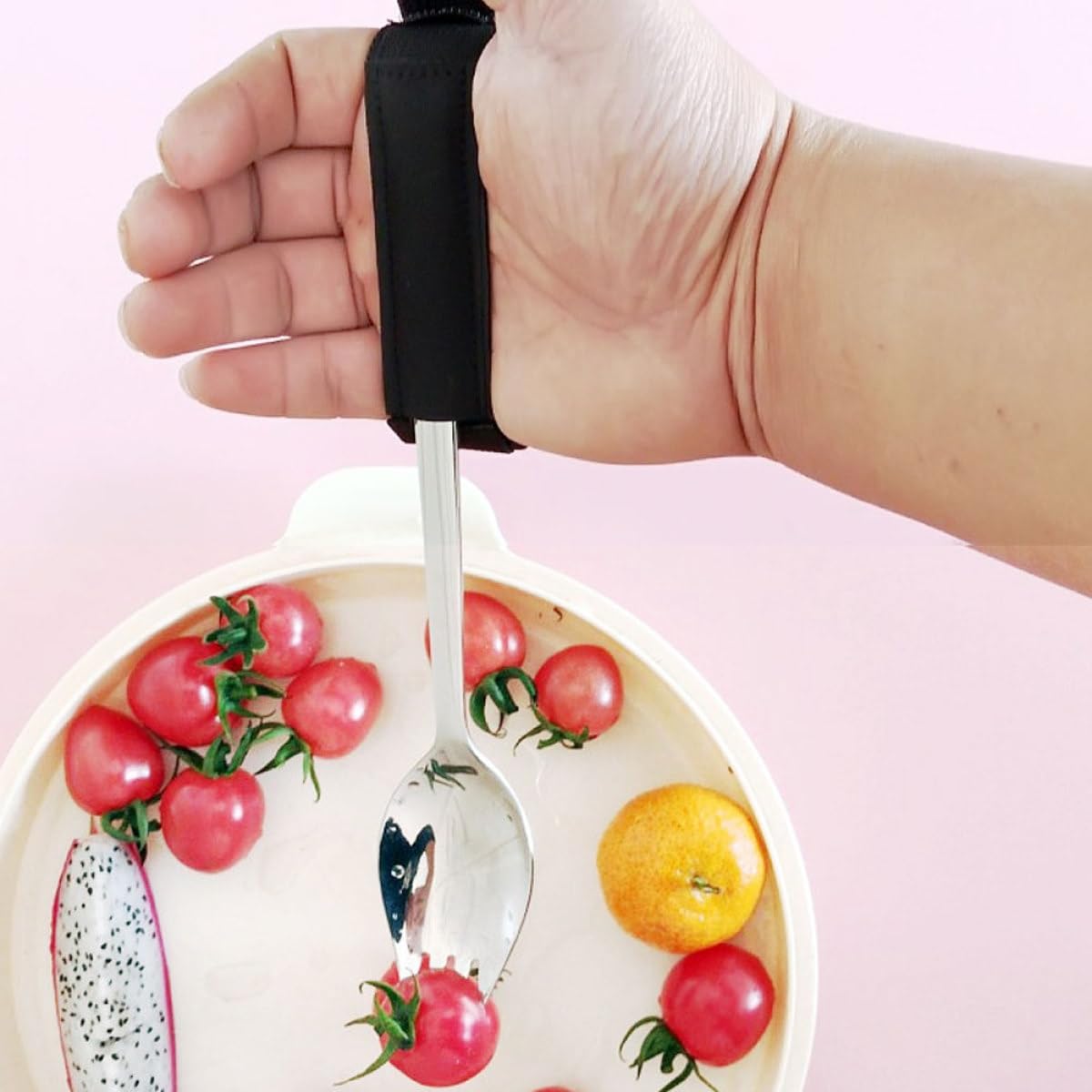 Artibetter Posate Adattive per Anziani Tremori Mano, Spork Anti-scivolo in Acciaio Inossidabile e Nylon, Utensili Ergonomici Facili da Impugnare per Pasti Autonomi