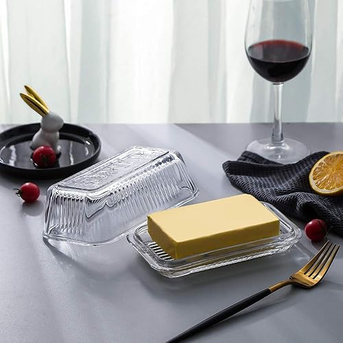 Miniatura 5 de G Platos de mantequilla de cristal transparente con cubiertas y barco de salsa de vidrio para ensalada de salsas de calentamiento de salsa