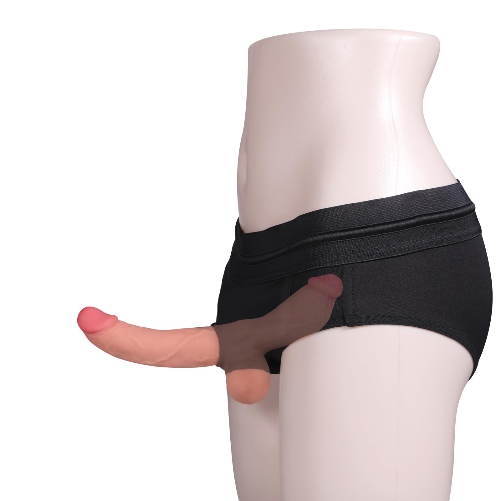 SXOVO Dildo realistico con testicoli turgidi Dildo gigante a doppia estremità in silicone liquido Penetrazione lesbica giocattolo sessuale estremo Dildo doppio lungo e grande per donne e coppie (S)