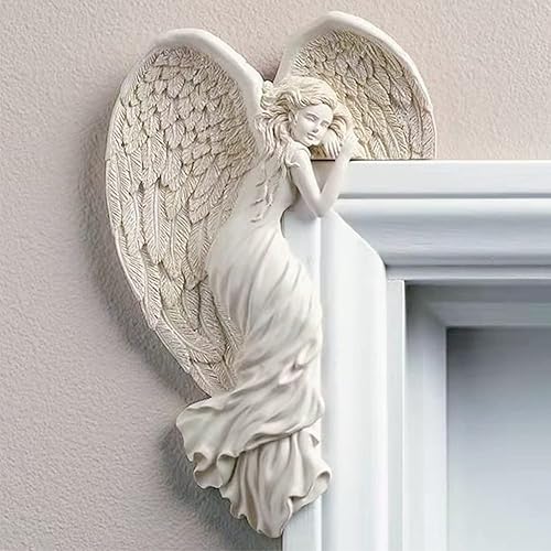 Miniatura 1 de SIQITECHNO Marco de puerta, adornos de estatuas de ángel, escultura envejecida, esquina izquierda o derecha, manualidades de pared, adorno vintage