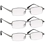 TruVision Readers 3 Pk - Silver Metal Frames and Clear Acrylic Lenses 3.25