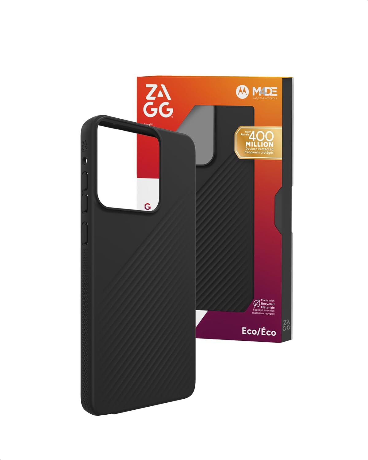 ZAGG Luxe Motorola Moto g Stylus 2025 Case - 10ft Drop Protection, Eco-Friendly, Wireless Charging Compatible, Slim Lightweight Design, Ripple Pattern for Secure Grip, Black