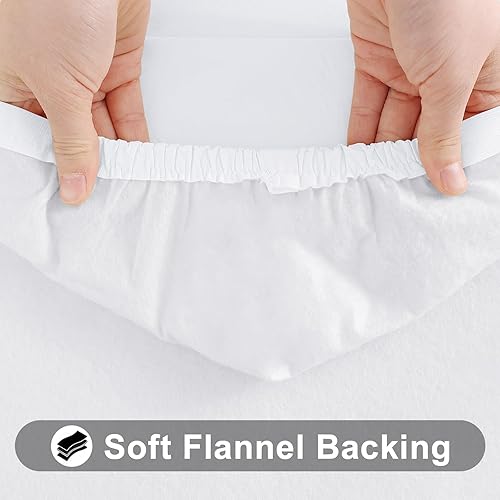 Miniatura 4 de Smiry Mantel rectangular, mantel de vinilo elástico ajustable con parte trasera de franela para mesas plegables de 6 pies, fundas de mesa