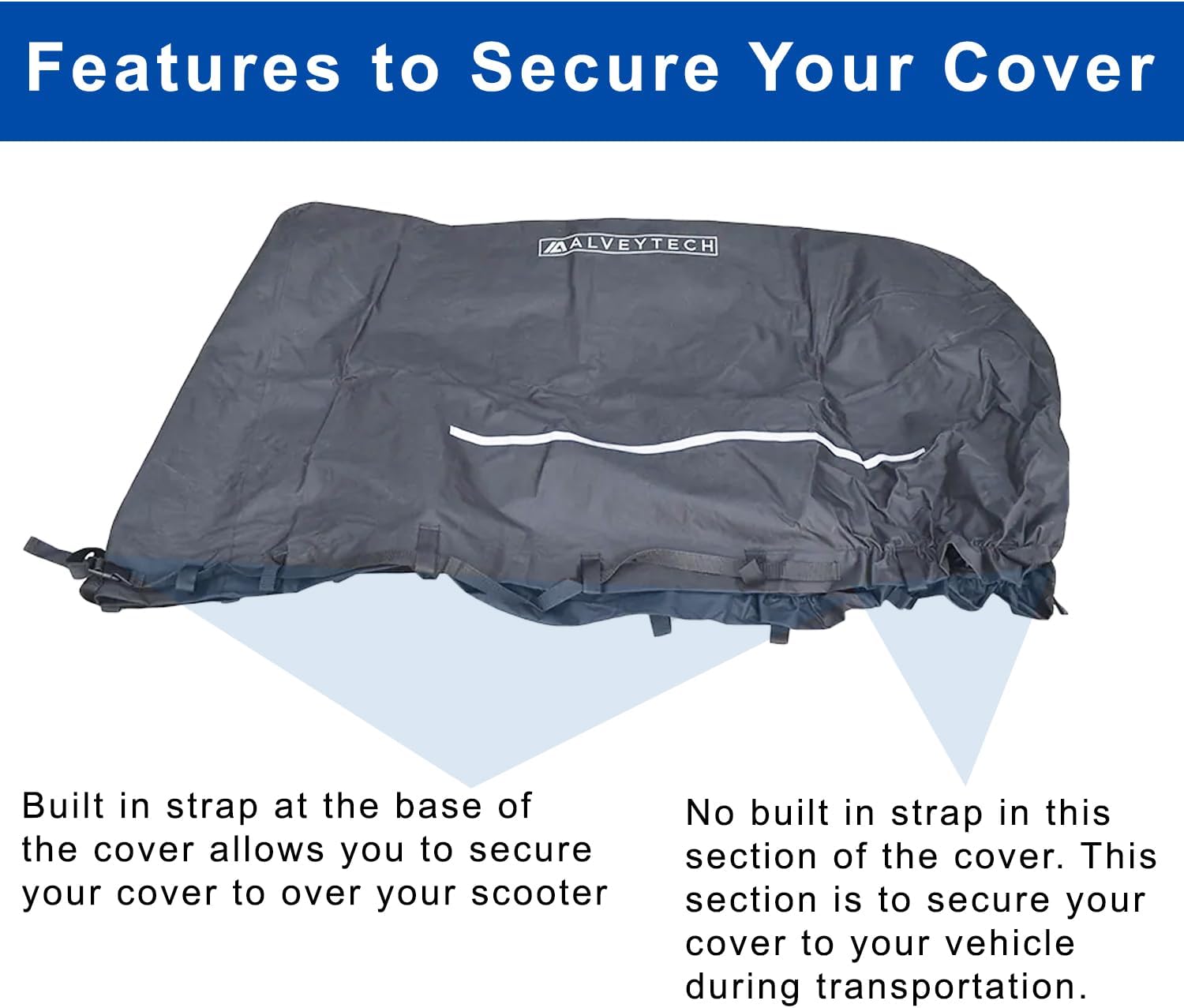 AlveyTech Heavy Duty Weatherproof Cover for Mobility Scooter (Medium) - Secure Fit to The Vehicle, Outdoor & Travel - Pride Mobility Scooter Covers