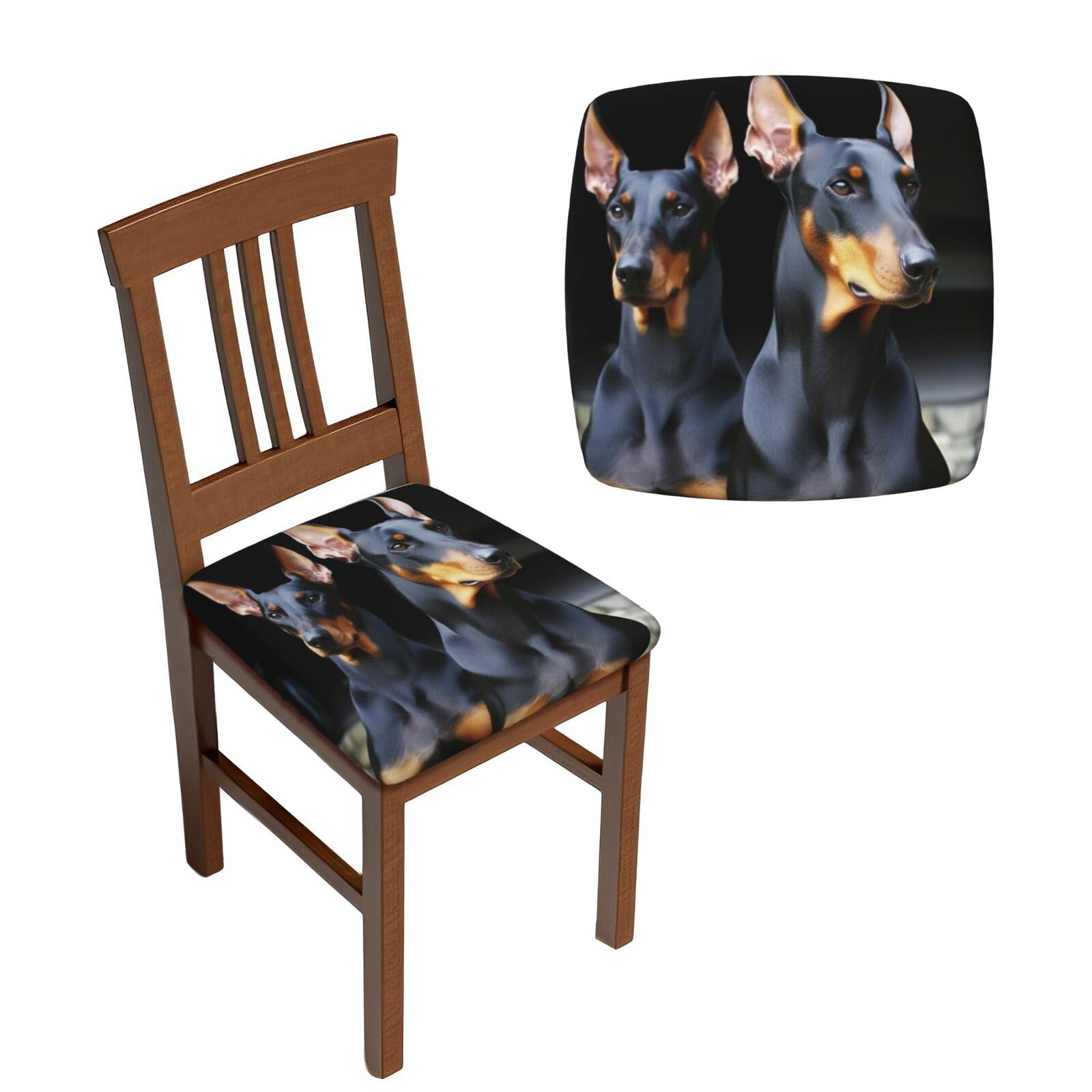 NONHAI 6PCS Dining Chair Seat Covers Set Doberman Stretch Removable Chairs Covers Washable Seat Cushion Slipcovers Protector for Dining Room Kitchen Chairs