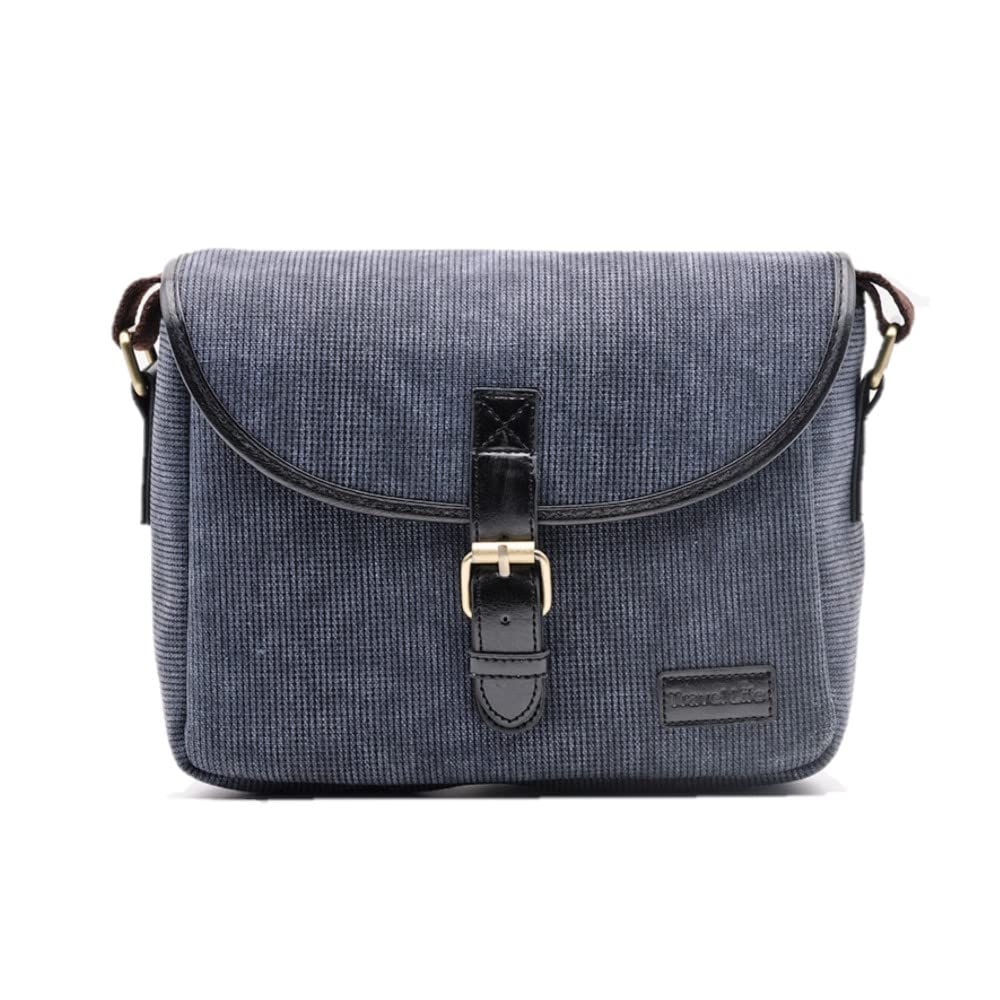 Retro niebieska płócienna torba na aparat torba crossbody z regulowanym paskiem do Canon RF 24-70 mm f/2,8 L to obiektyw USM z aparatem Canon EOS R10, R50, NIEBIESKI, Etui na aparat