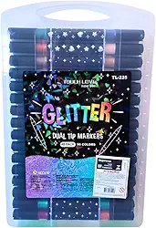 Conjunto canetas marcadores ponta dupla touch love glitter metálicas com maleta organizadora (24)