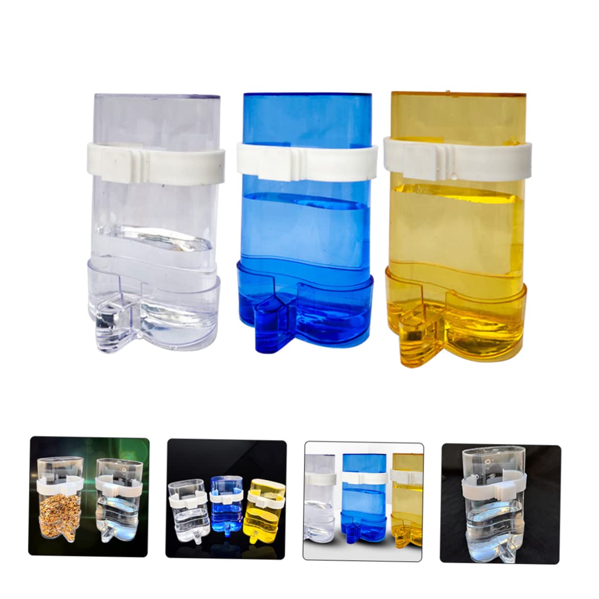 POPETPOP Distributore Automatico di Acqua e Alimentatore per Pappagalli e Uccelli, da Appendere per Esterni, Set da 12 Unitá in Plastica