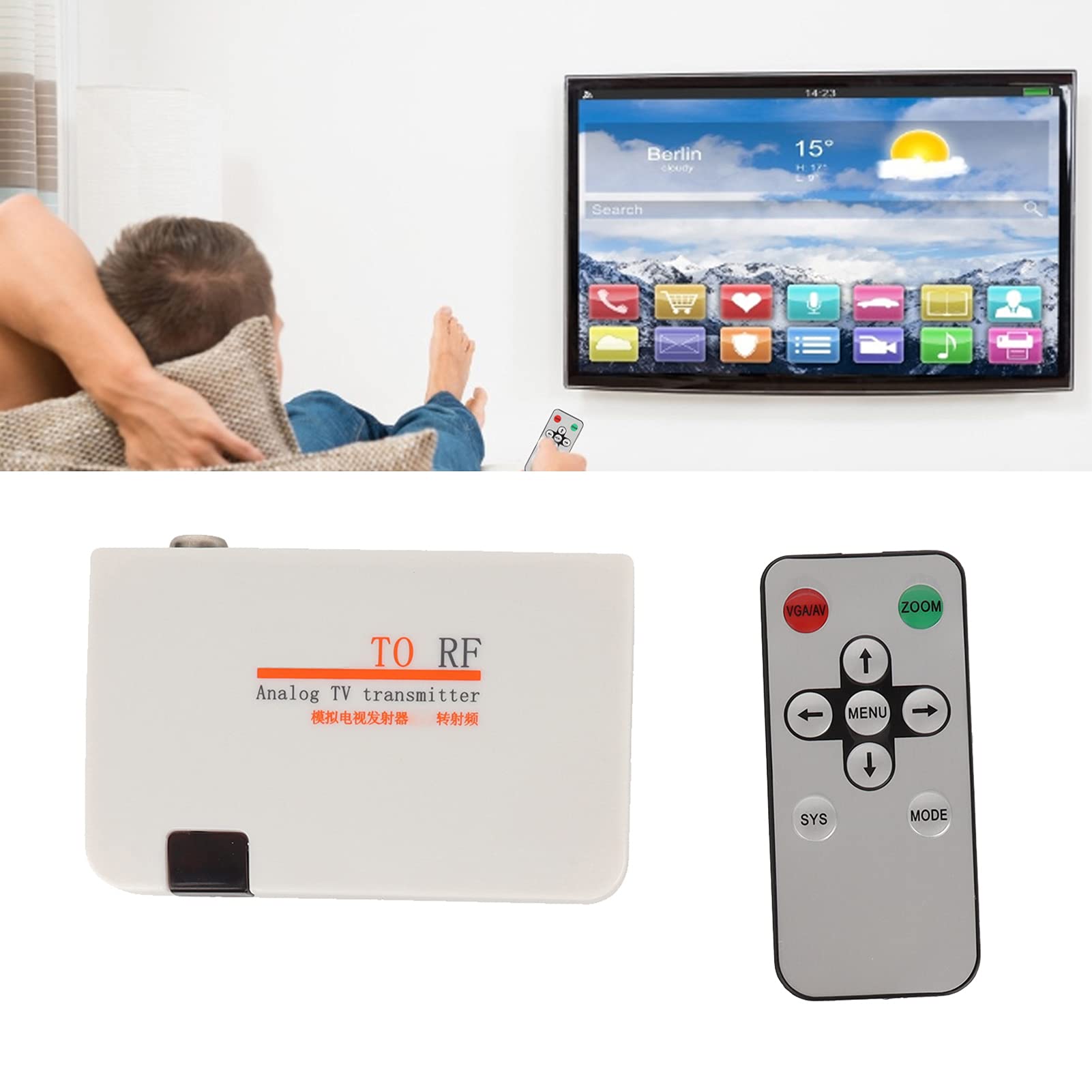 Convertidor Adaptador HDMI a RF, Adaptador Coaxial Señal Digital Entrada 1080P Convertidor de Salida de Señal Analógica RF con Control Remoto para Consola de Juegos Decodificador(Enchufe de la UE)