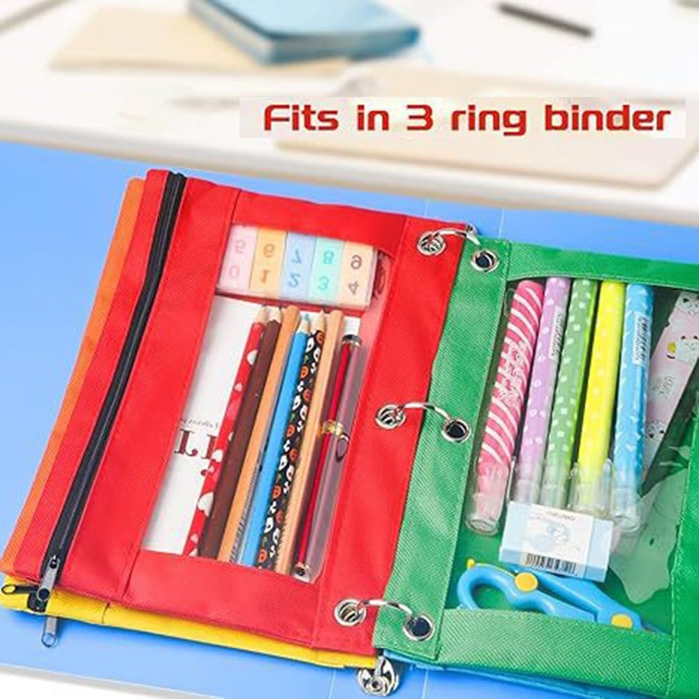 Astuccio per matite da 30 pezzi con adattatore a 3 fori, grande capacità, con cerniera, per raccoglitori, cancelleria scolastica, organizer sfuso