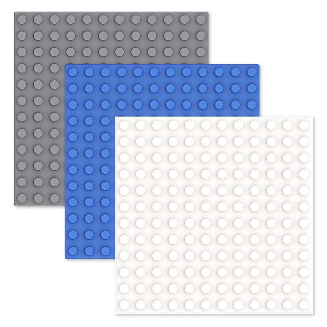 HIYAHB Building Block Base Plates 3 Pack 19 x 19 cm, Construction Brick Boards, Block Baseplate, 9.4mm Stud Diameter Building Mat, Toy Brick Display Board, Classic Brick Base Plates Toy Mat
