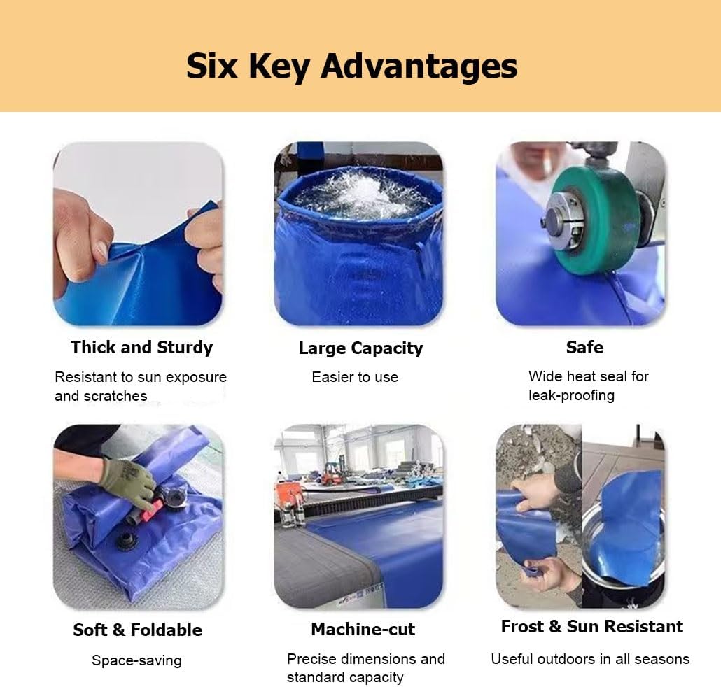 26-1320.9 Gal Folding Emergency Water Bladder Soft Bag with Lid, Portable Collapsible Water Bladder Containers Tank Barrel(Green,0.8x0.6x0.5m/200L/52.8gal)