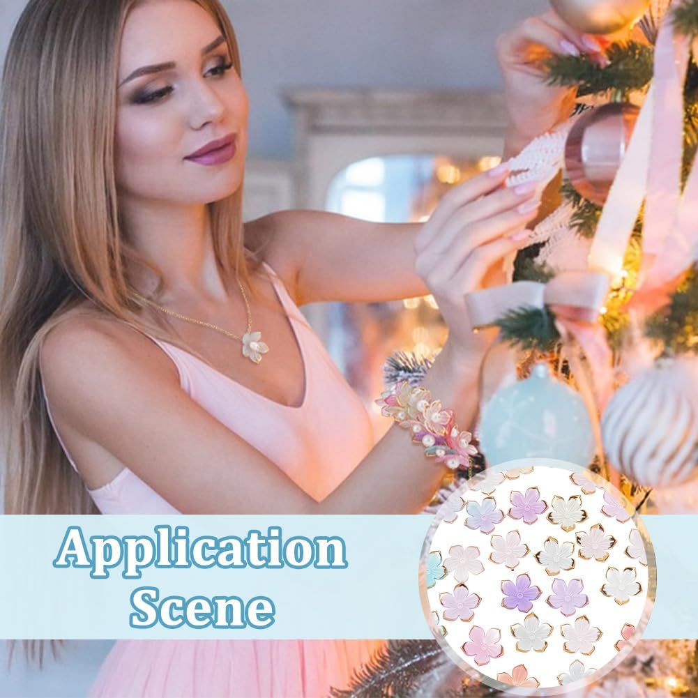 UNICRAFTALE 200Pcs Acrylic Flower Beads Flower Bead Caps Multi-Petal Spacer Loose Beads Flowers Bead End Caps for DIY Craft Necklaces Bracelets Jewelry Making - Image 5