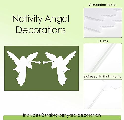 Miniatura 2 de 2 piezas de Navidad al aire libre, decoración de patio de Navidad, letrero de ángel para patio, juego de belén blanco de Navidad, adornos