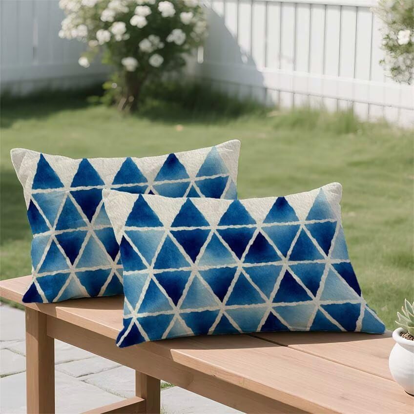 Housse coussin exterieur bleu 60x80cm idée cadeau décoration - 3