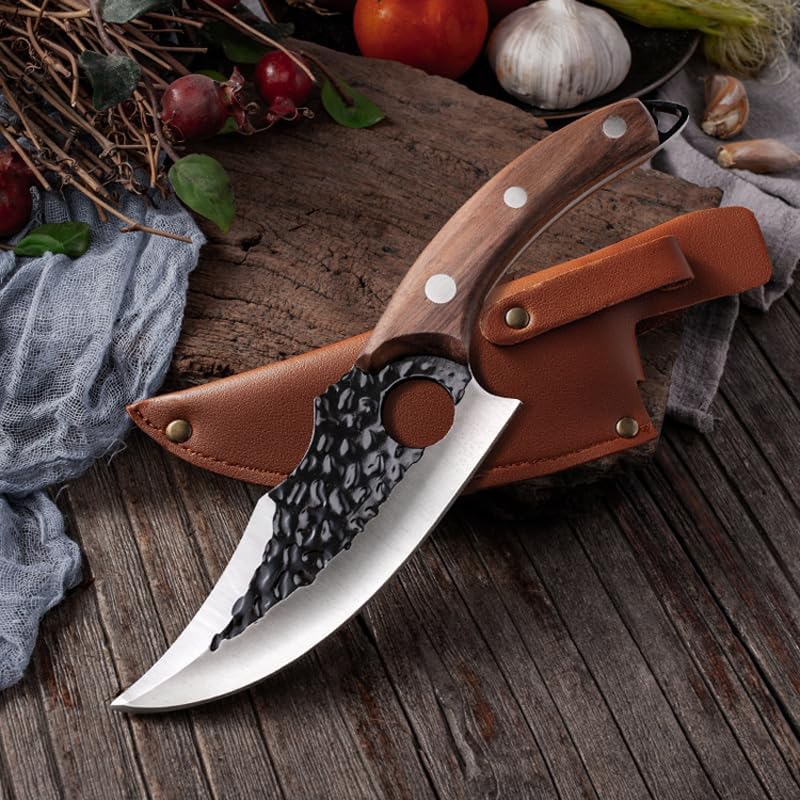 Meat Cleaver,Cleaver Knife, 6 Inch Slaughter Knife Fish Meat Boning Scimitar Kitchen Knife German High Carbon Stainless Steel Chef Cleaver With Cover