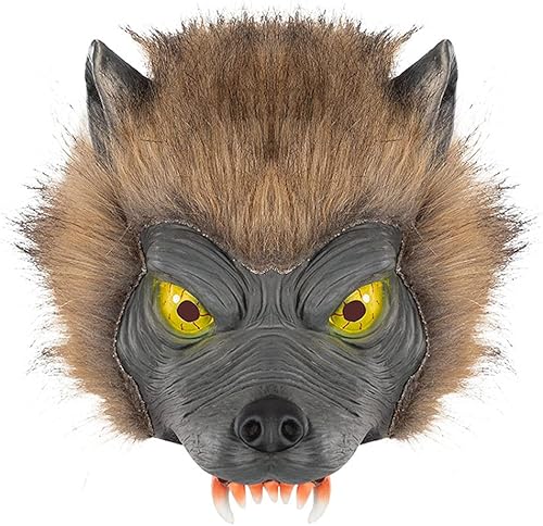 Miniatura 7 de Disfraz de Halloween peludo de cara completa Cosplay látex hombre lobo máscara carnaval Pascua fiesta temática accesorios casa encantada
