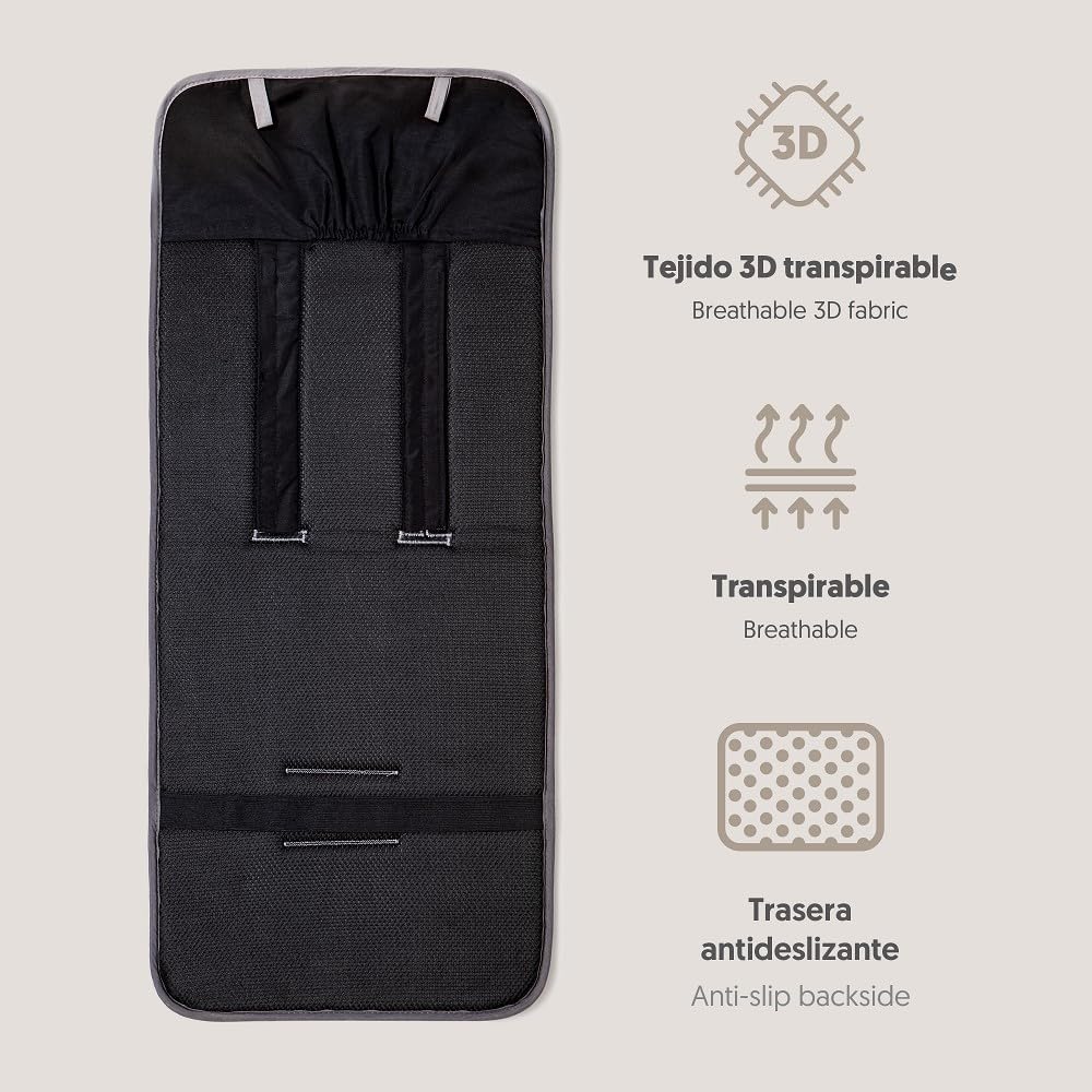 Interbaby Colchoneta Silla Paseo Universal para Verano | Transpirable y Cómoda | Funda Carro Bebe 100% Algodón, 84x34cm, Protectores para Arnés | Funda Silla Paseo Cat Rosa